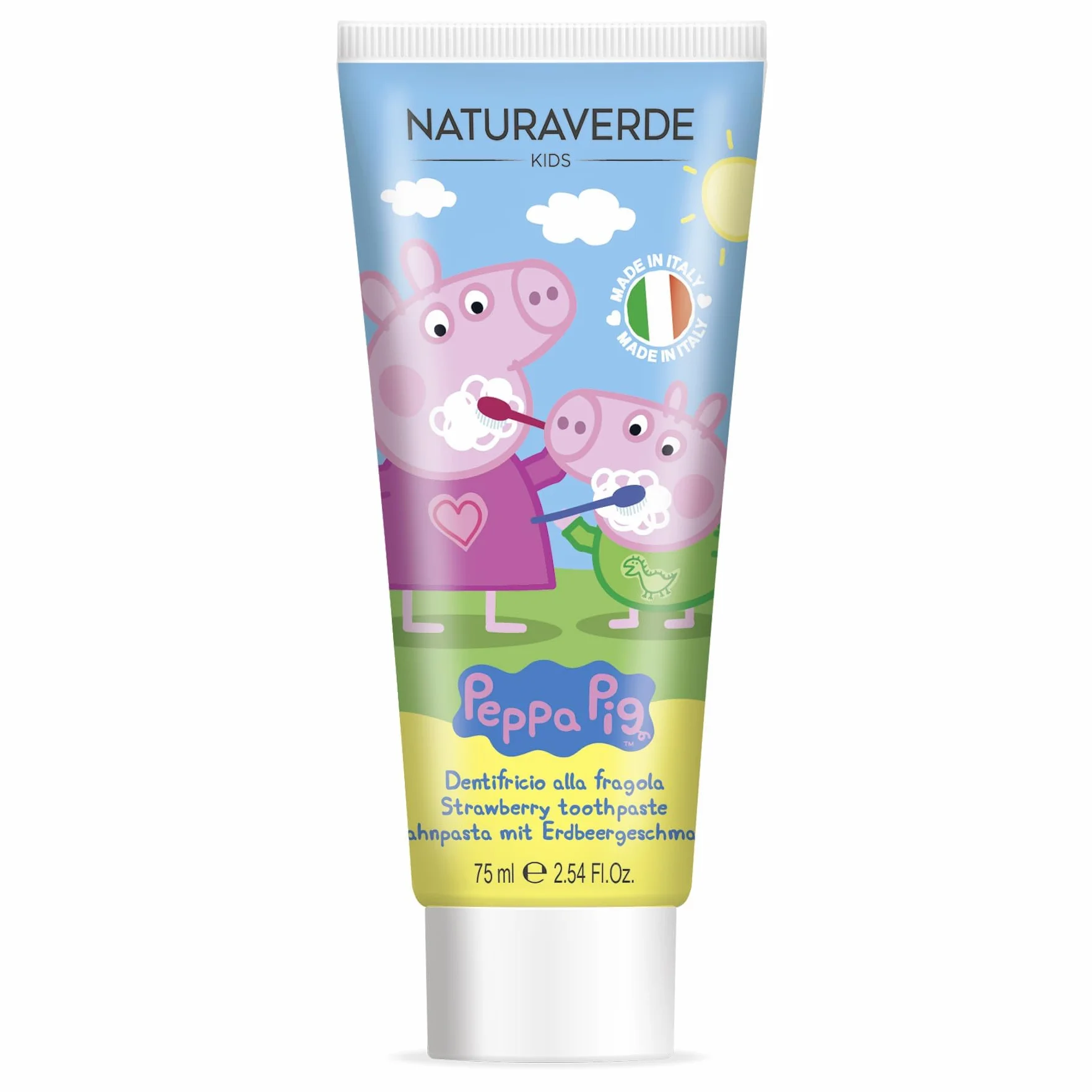 Naturaverde | Kids - Świnka Peppa - Truskawkowa Pasta do Zębów dla Dzieci z Delikatną Formułą, Peppa Pig, 75 ml