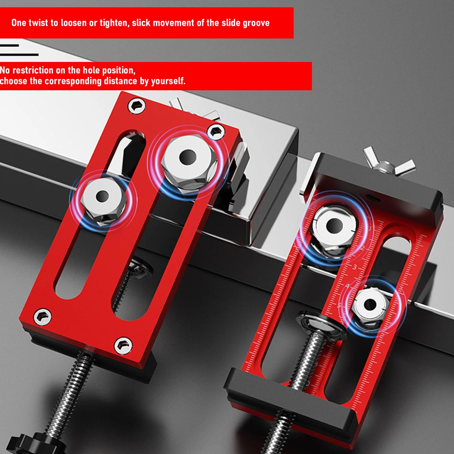 Headerbs Szablon do Montażu Drzwi Szafy Lokalizator Sprzętu ze Stopu Aluminium ze Zdejmowanym Drążkiem Pozycjonującym i tuleją wiertniczą do Montażu Drzwi Szafy Stolarz i montaż Mebli
