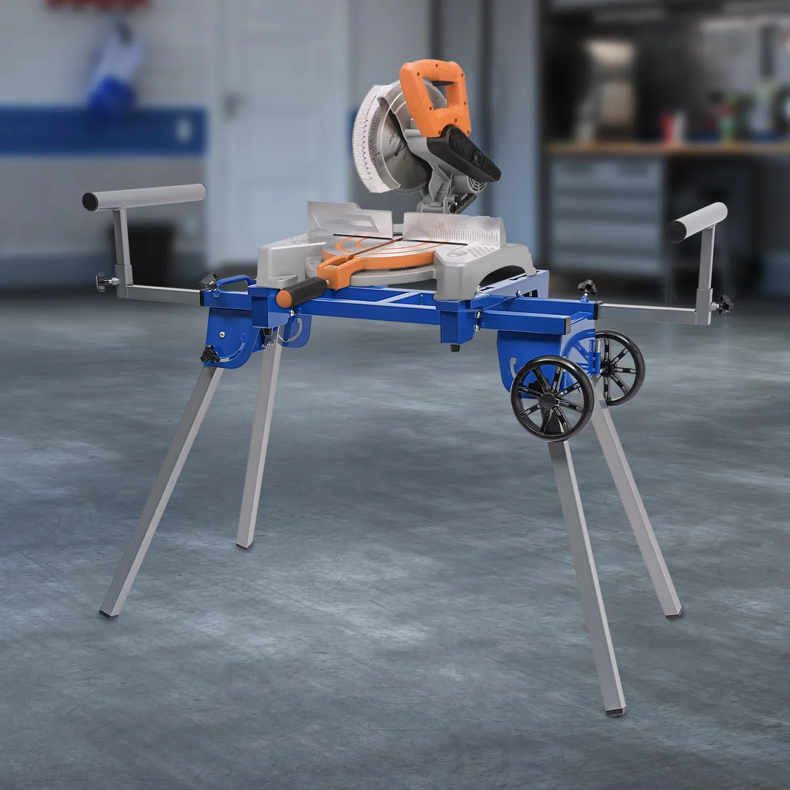 Podstawa stołu roboczego, podstawa do piły ukośnej, stelaż maszyny, wysokość 870 mm, mobilny stół warsztatowy, stół warsztatowy do piły ukośnej (z kółkami)