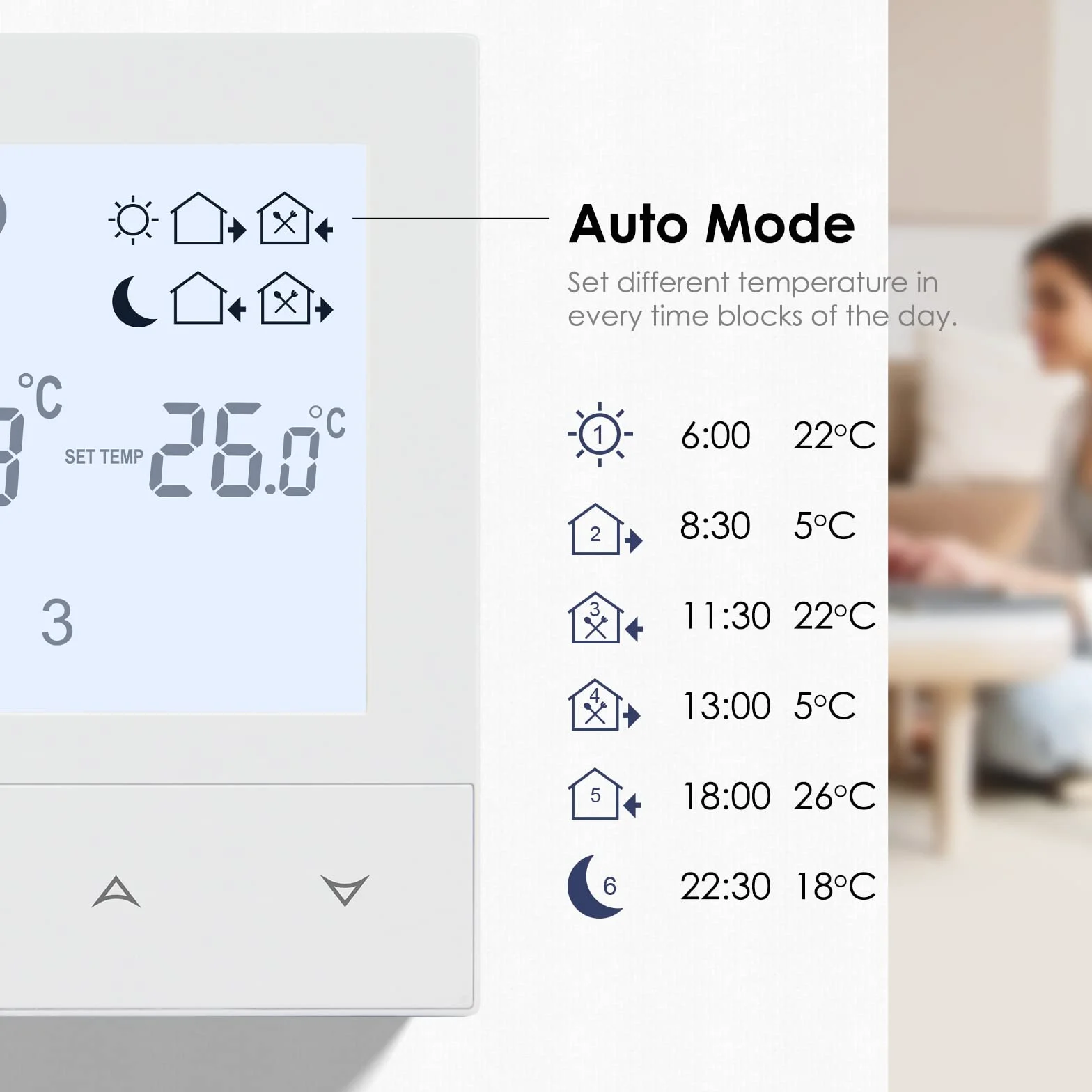 BEOK CONTROLS Elektryczny termostat grzewczy, termostaty pokojowe inteligentne programowalne tygodniowe cyfrowe do elektrycznego ogrzewania podłogowego TDS72-EP 16A