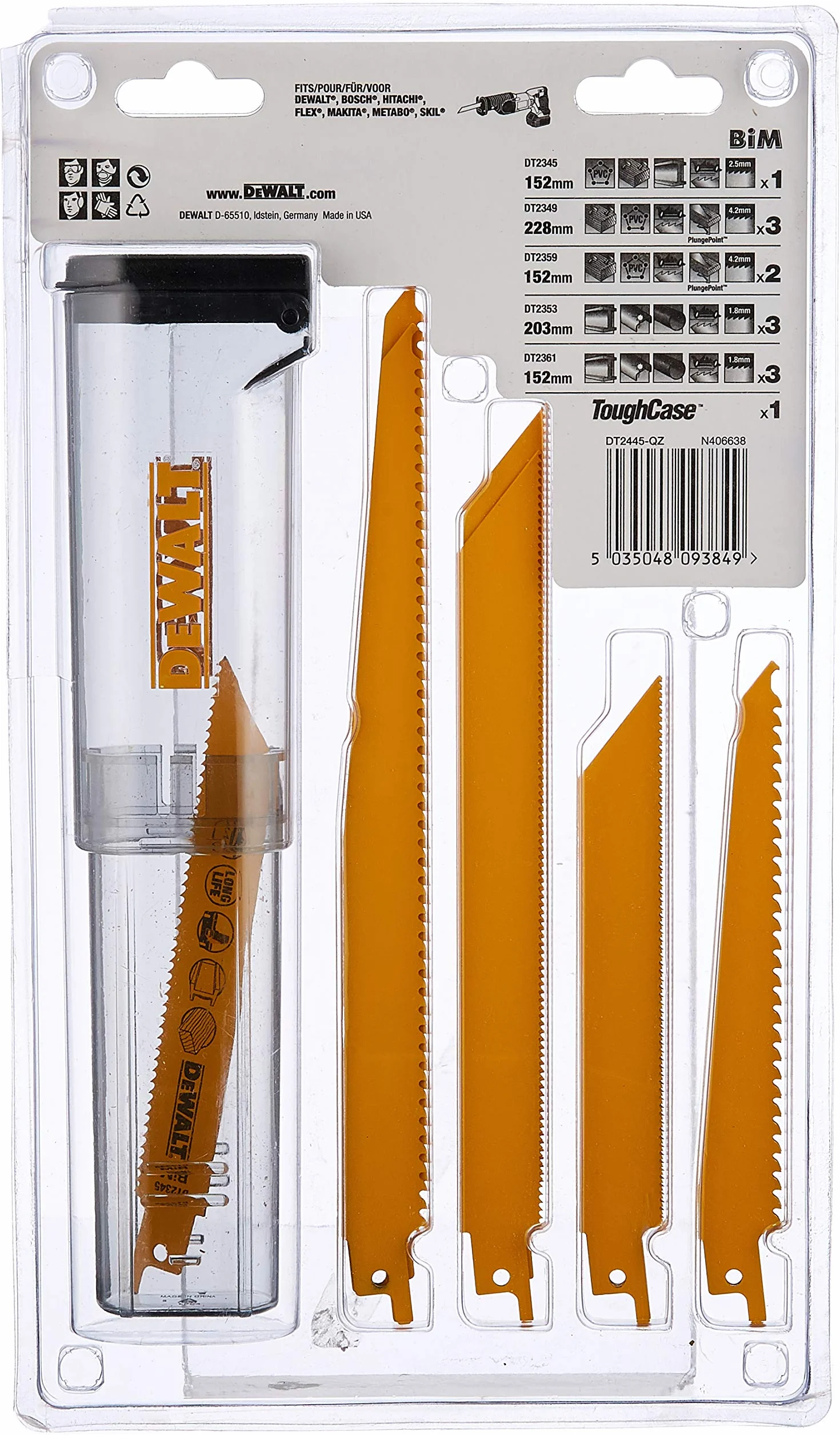 Brzeszczoty do Piły Szablastej DT2445 DeWalt (12 szt.)