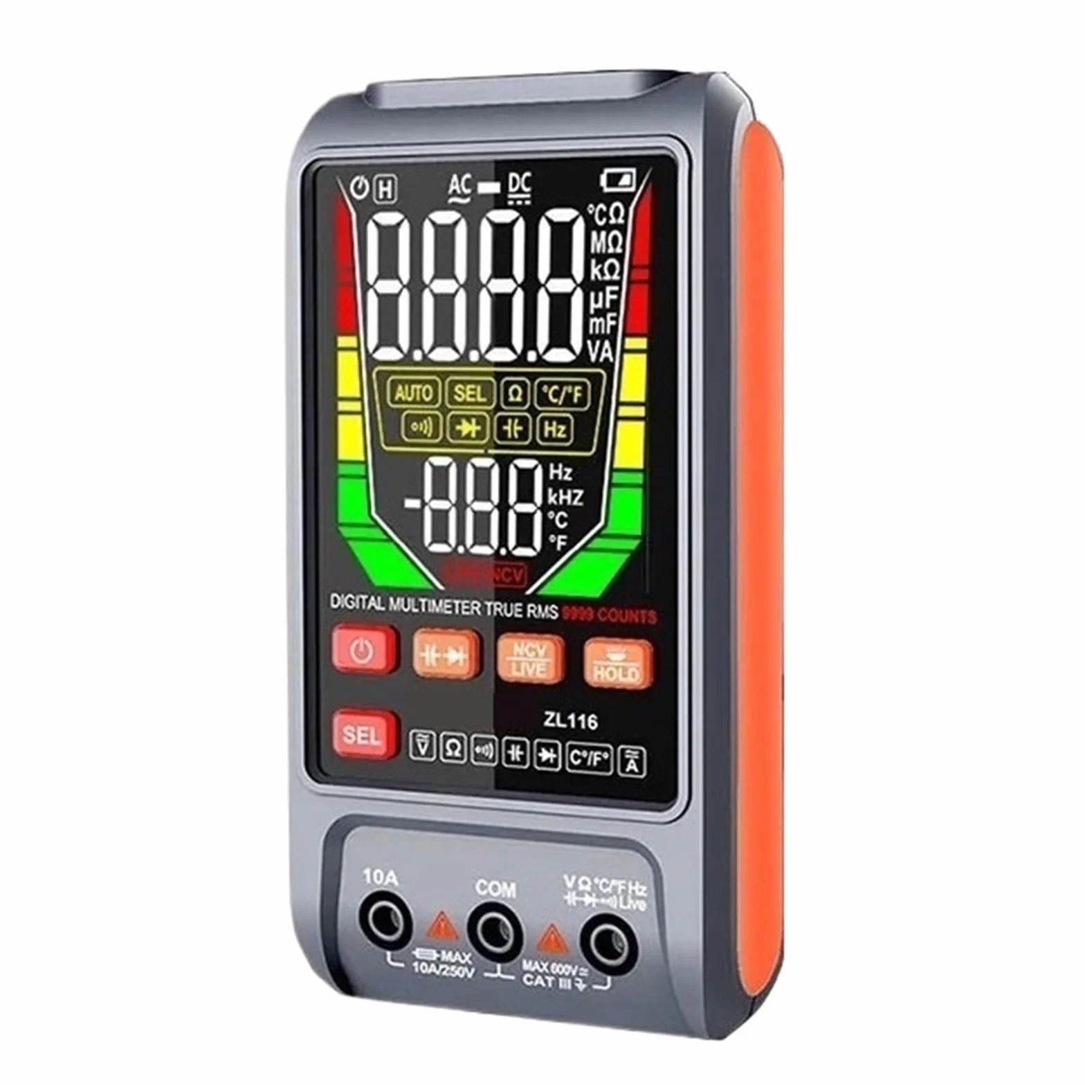 Multimetr Cyfrowy USB Ładowanie Duży Ekran 9999 AC DC Napięcie Prądu T-RMS Automatyczny Zakres Pojemność Temperatura Ohm Tester Szybko Dokładnie Łatwy Odczyt