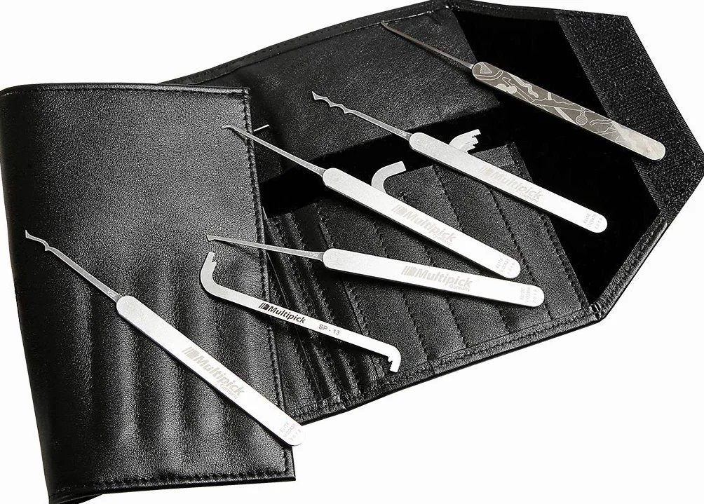 Multipick Profesjonalny zestaw wytrychów Elite 23 – zestaw wytrychów, 23 części, grubość ostrza 0,4 mm, z najwyższej jakości stali sprężynowej, wyprodukowano w Niemczech, nadaje się dla