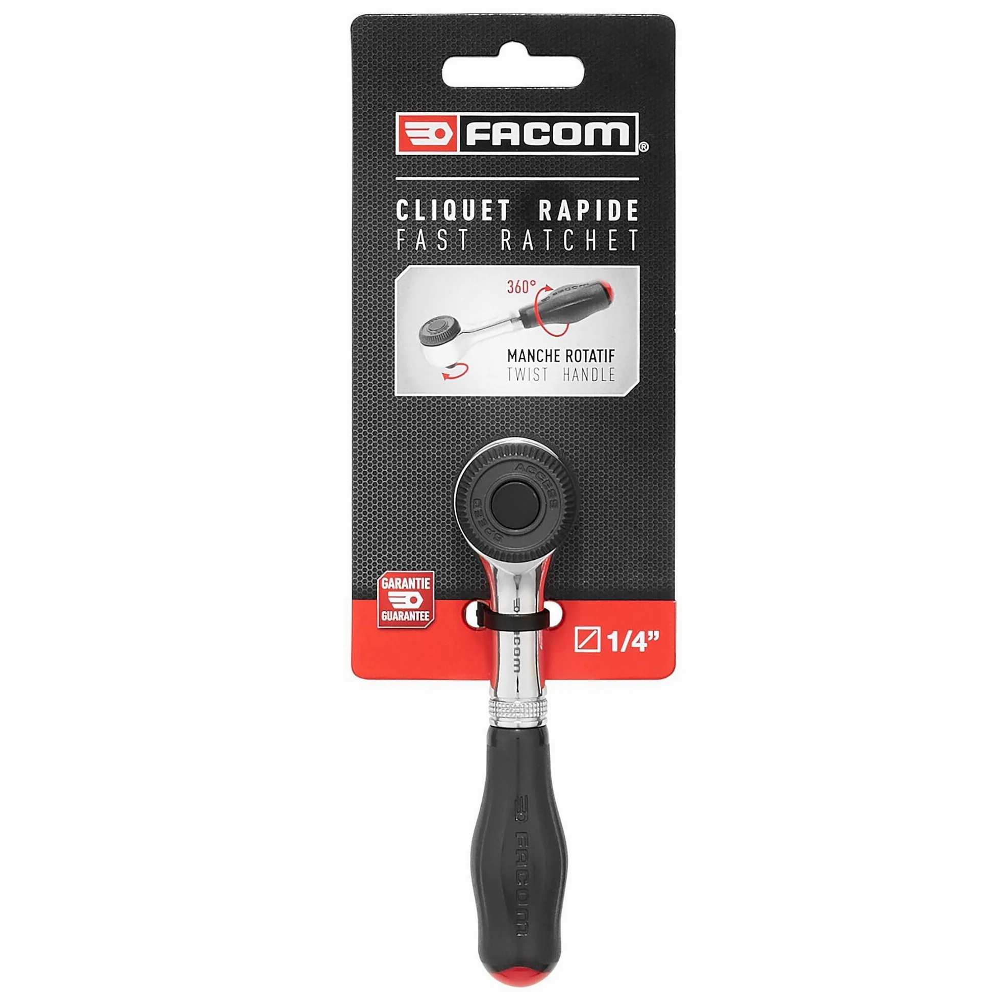 Facom Grzechotka R.360 Fast Action z uchwytem obrotowym, napęd 1/10.2 cm