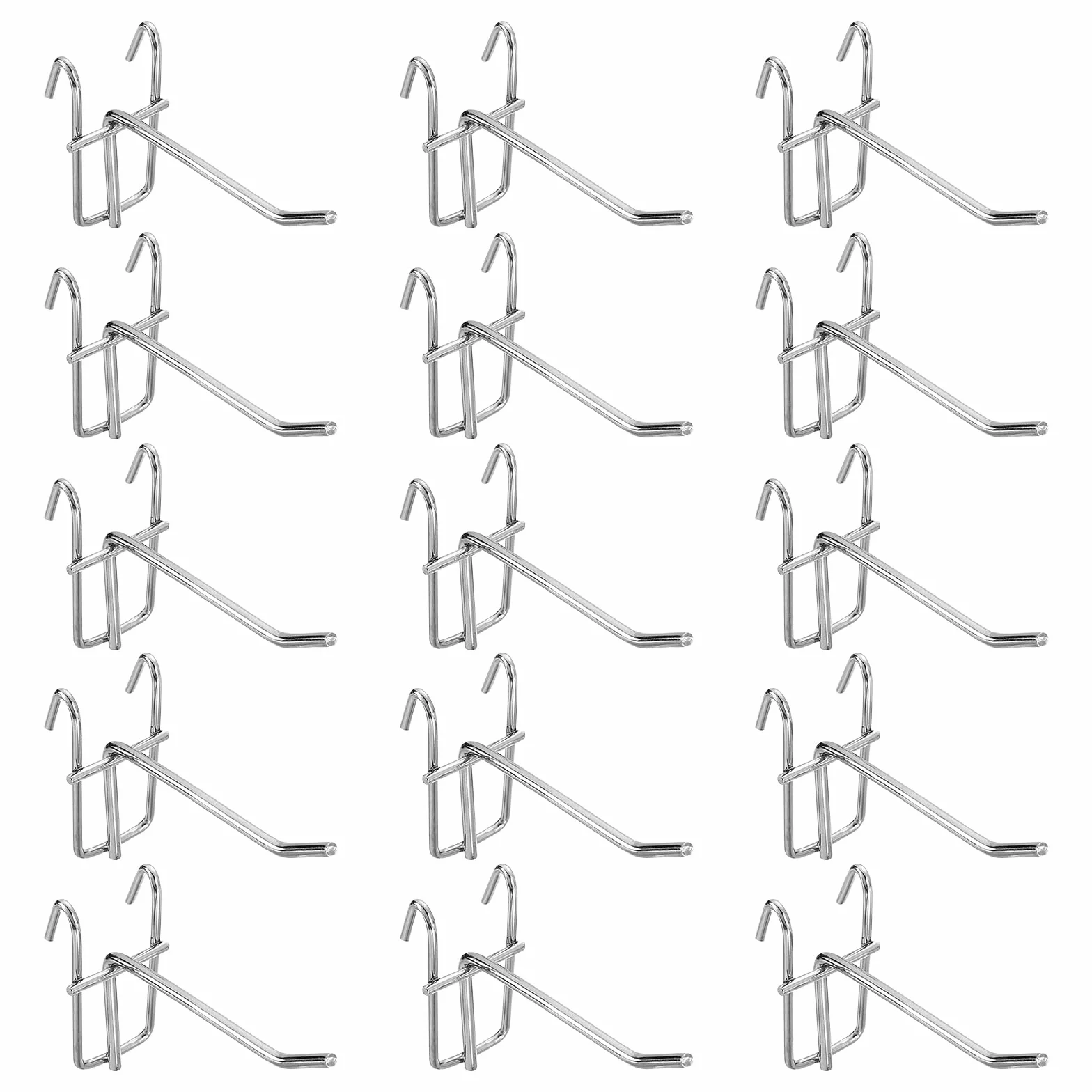 QUARKZMAN 25 sztuk haczyków na pegboard 3,94", metalowy uchwyt na ścianę z kratką, haki do supermarketów, butików, akcesoriów, sklepów i domów towarowych (kolor srebrny)