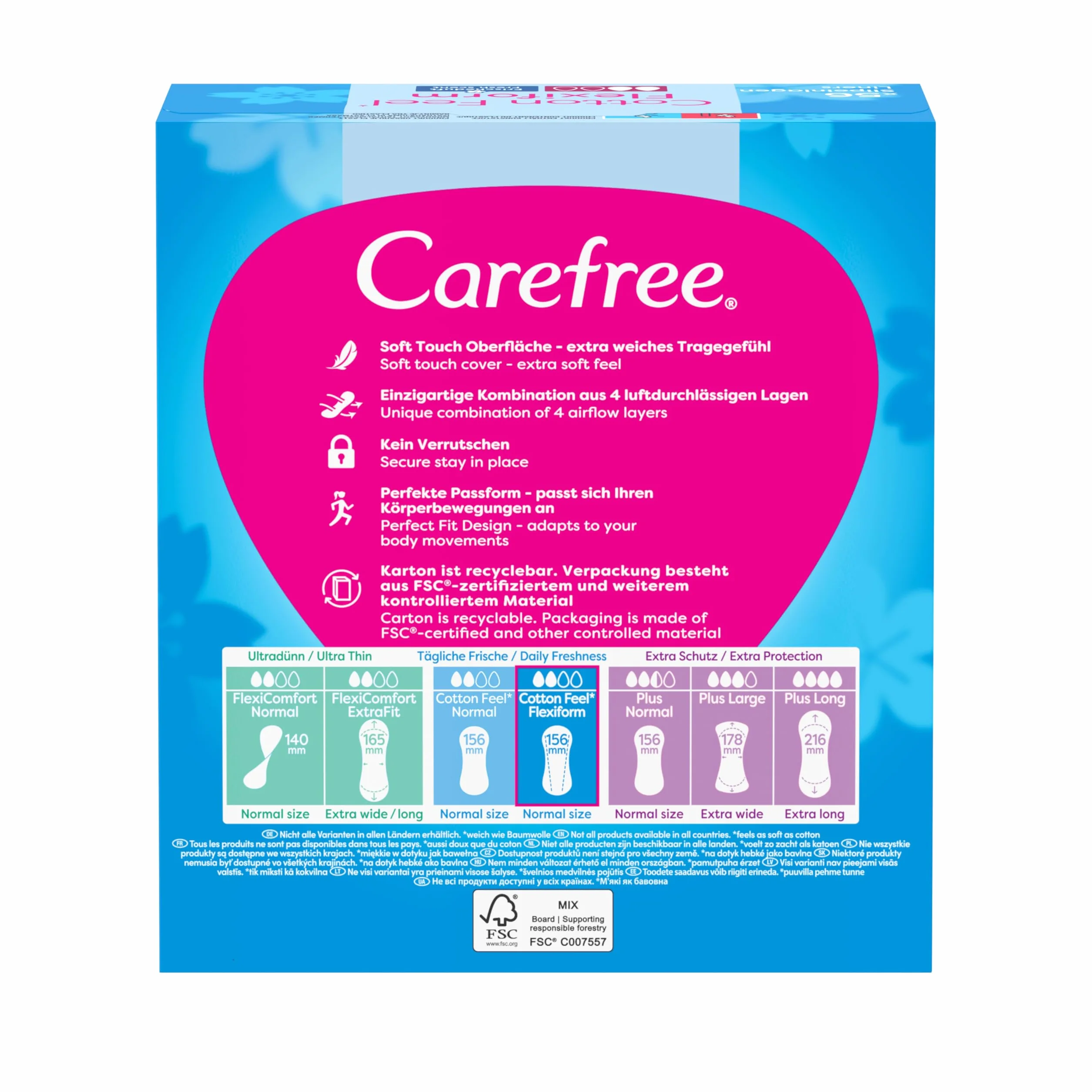 Carefree Cotton Flexi Form Fresh Zestaw 56 szt. Wkładki higieniczne