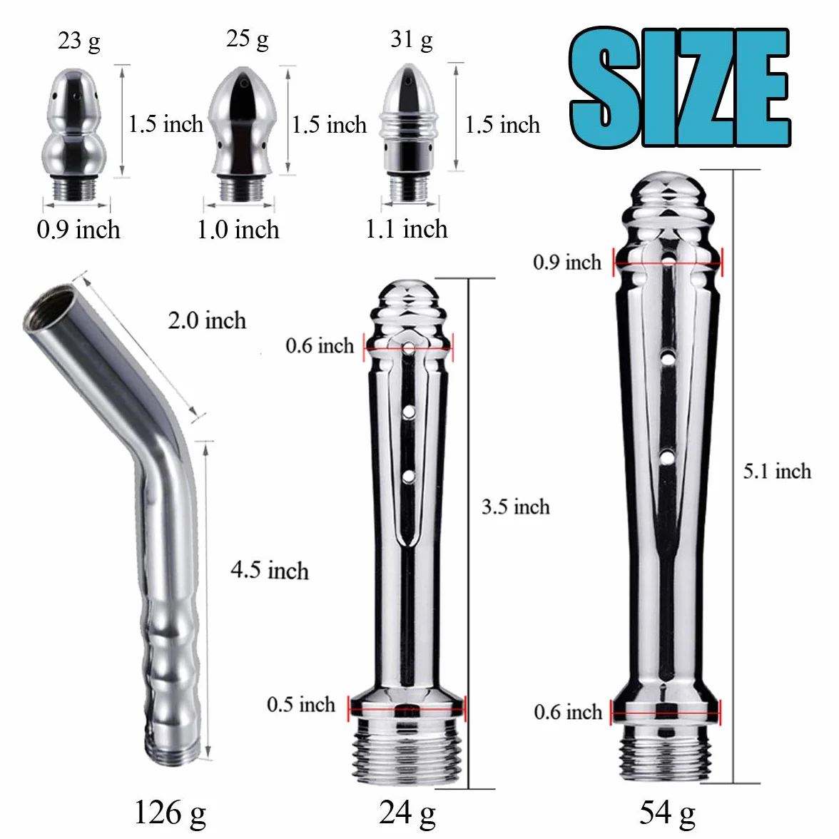 Enema Shower Prysznic analny z 3 głowicami Bowel Cleanse Kit Silver