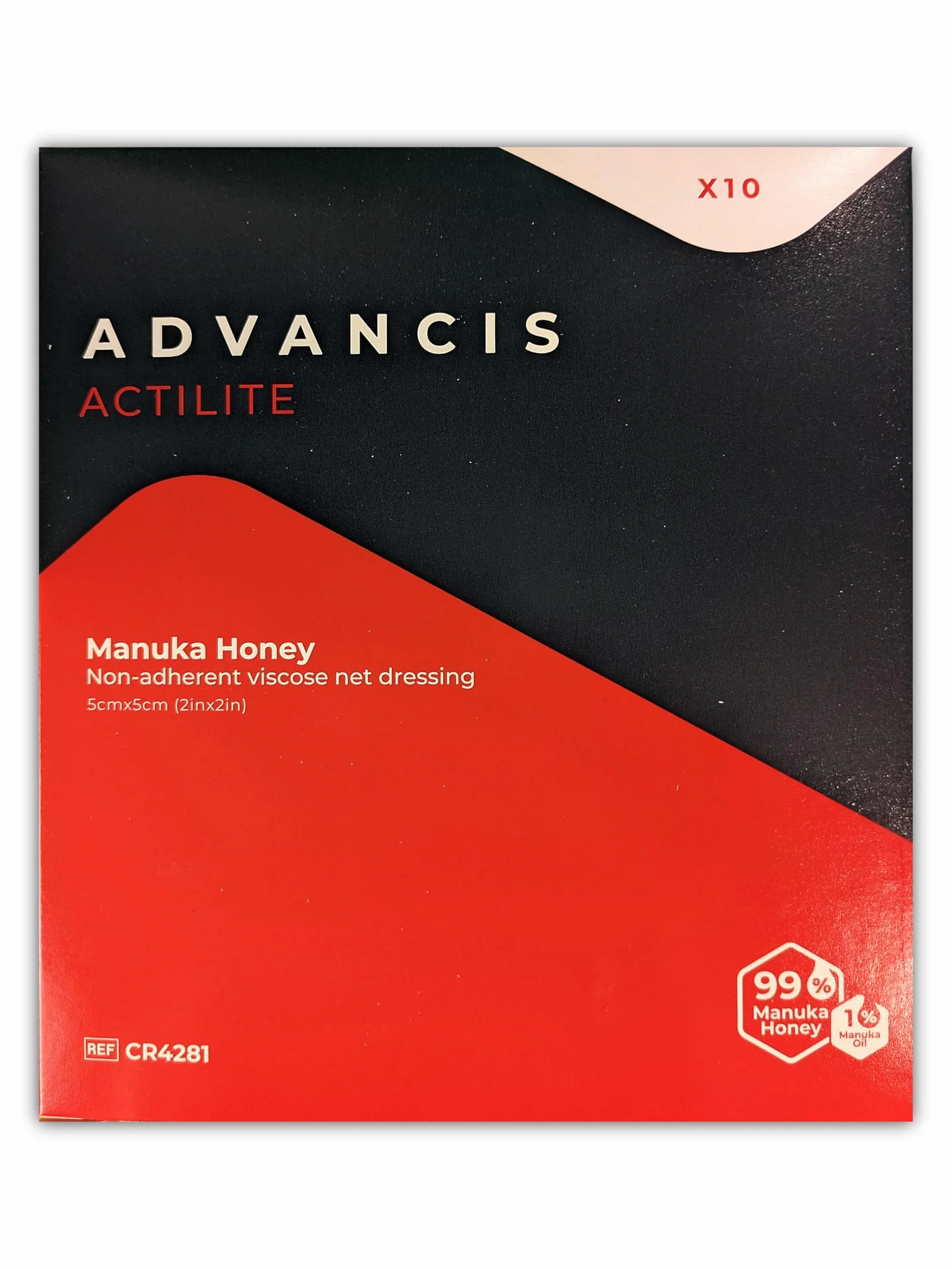 Actilite 5 x 5 cm Non-Adherent Viscose Net Dressing z miodem manuka 10 sztuk
