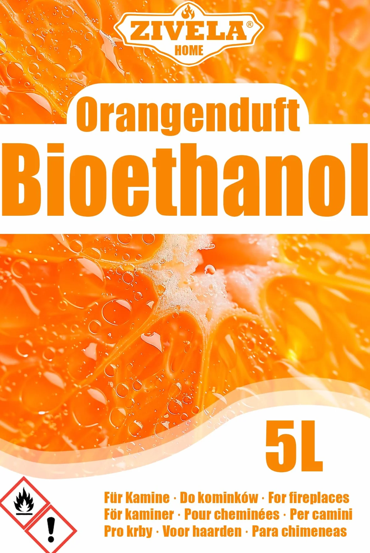 Bioetanol 96,6% 5 l zapach pomarańczy do kominka stołowego
