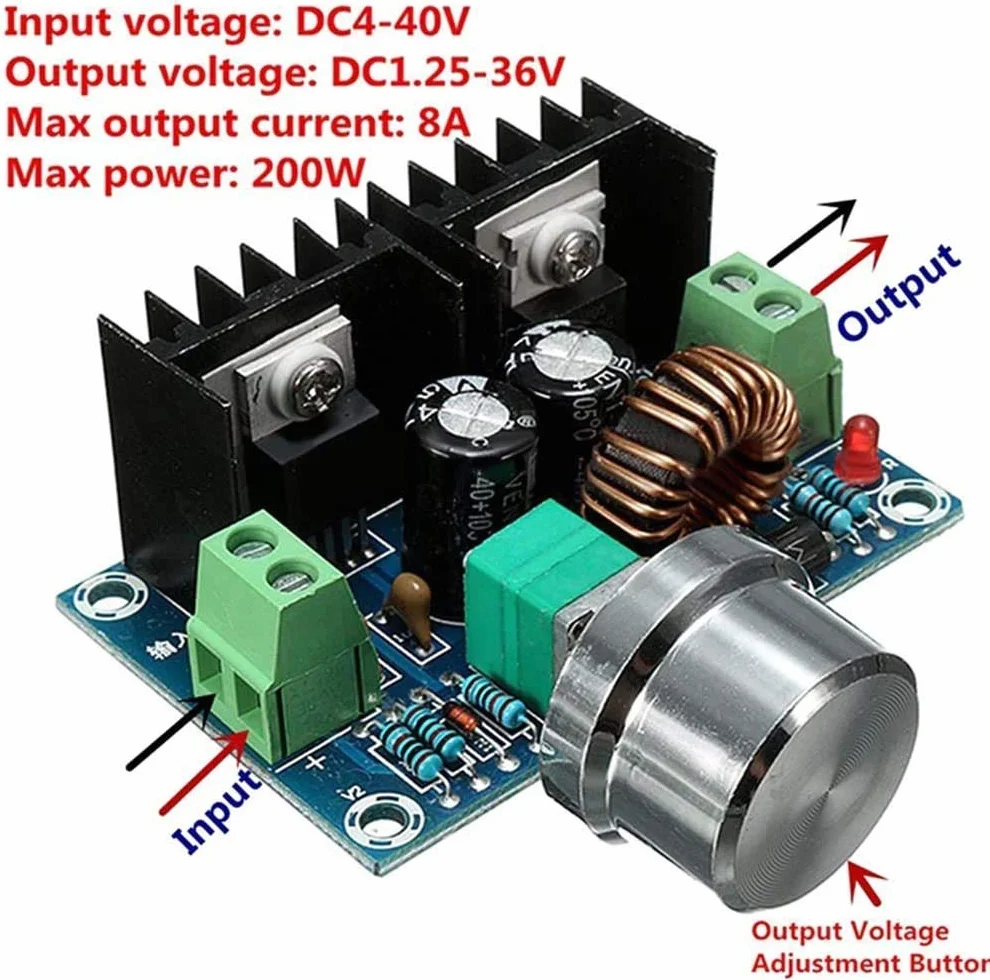 XL4016E1 DC 4-40 V do DC 1,25-36 V 8 A Buck Converter regulator napi?cia 36 V 24 V 12 V do 5 V High Power Efficiency Step Down Converter zasilacz