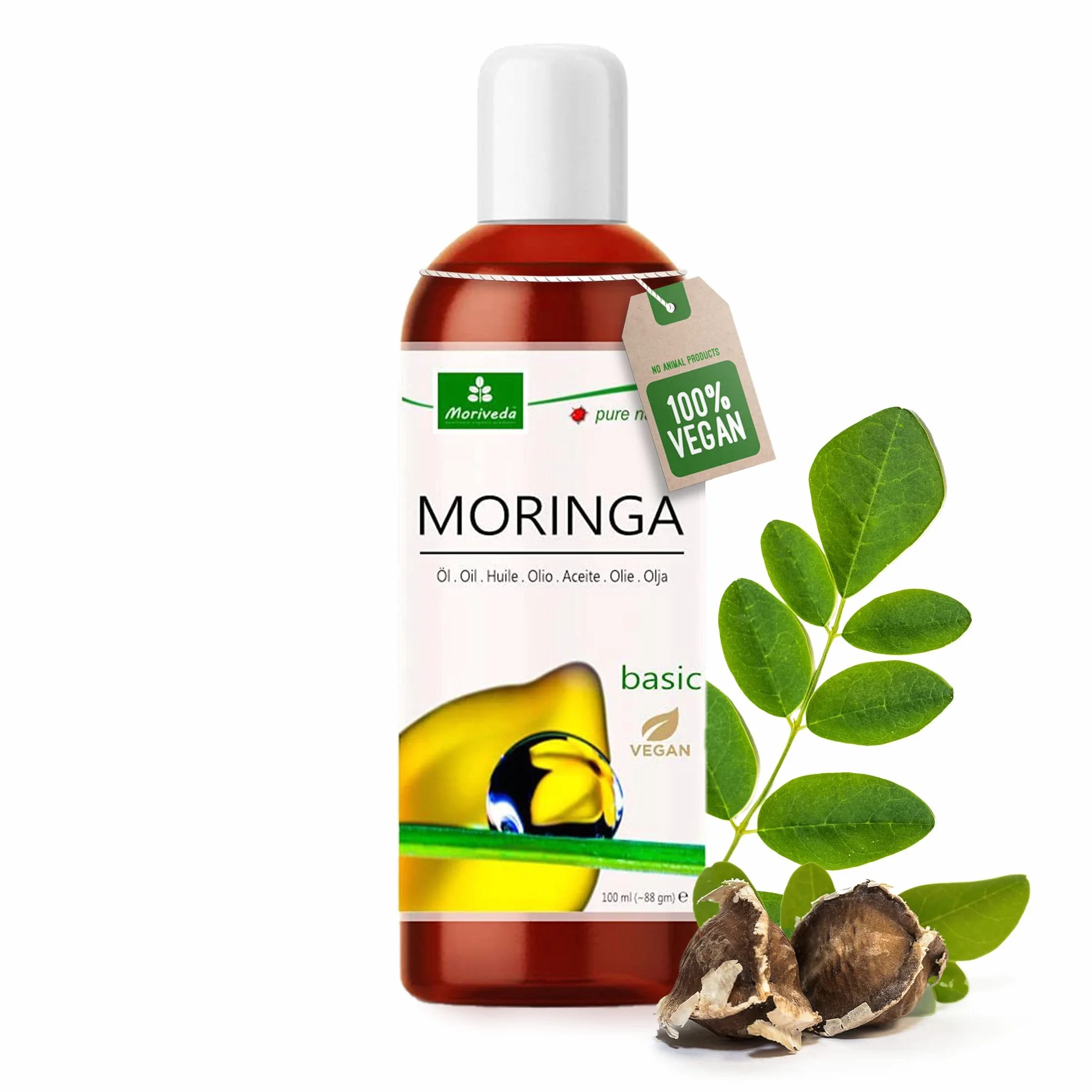 Olej Moringa Basic 100ml tłoczony na zimno MoriVeda - pielęgnacja skóry i włosów