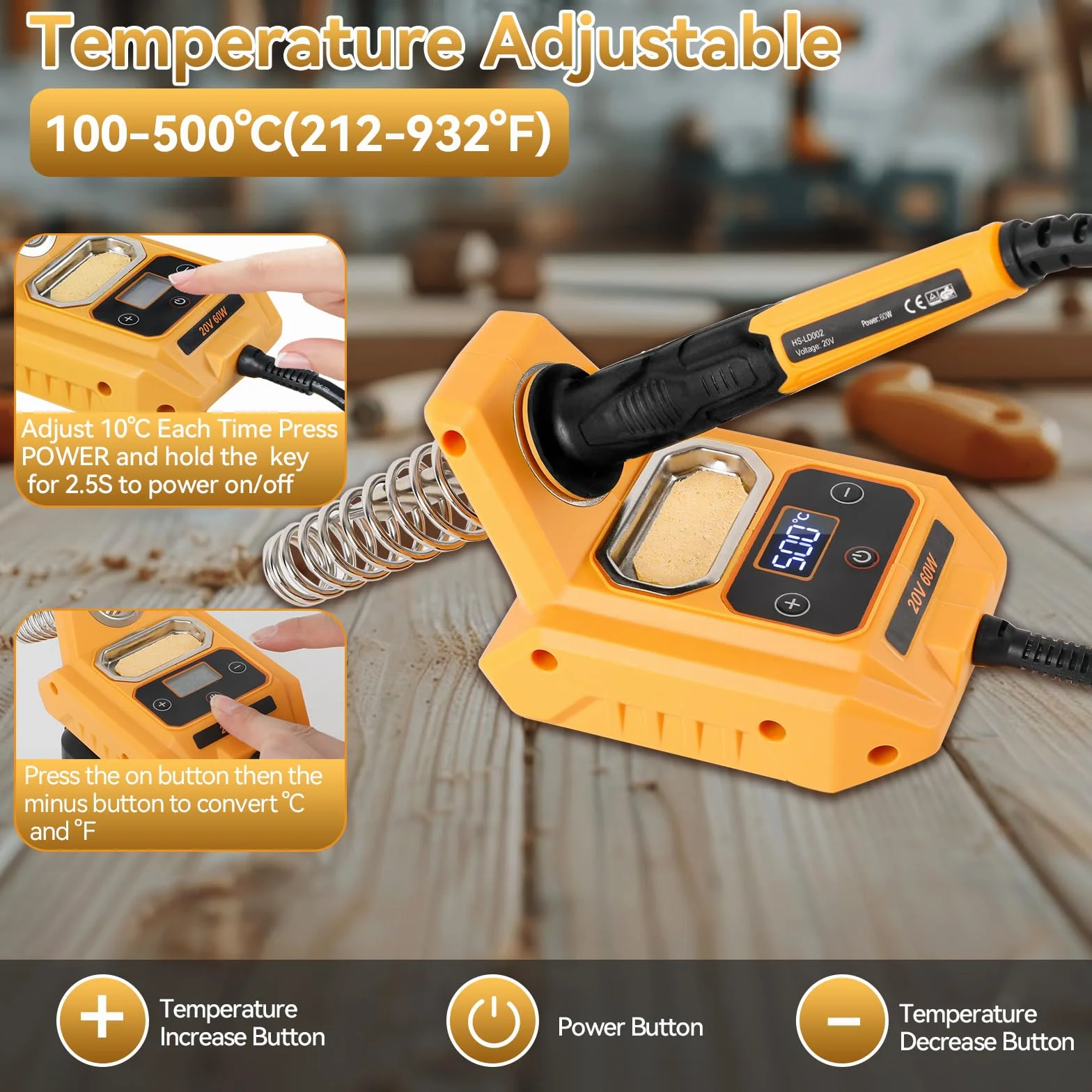 Bezprzewodowa lutownica do baterii DEWALT 18 V/20 V, szybkie nagrzewanie, regulacja temperatury, 60 W, elektryczna cyfrowa stacja lutownicza LCD do majsterkowania, naprawy urządzeń, spawania drutów