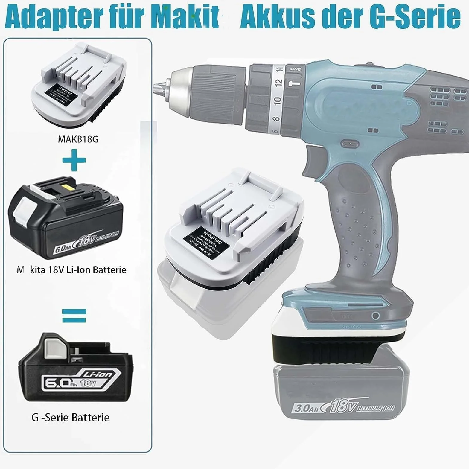 TPDL MAKB18G 18 V akumulator litowo-jonowy adapter do serii G, adapter do akumulatora 18 V Li-Ion konwerter do BL1815G BL1811G BL1830G