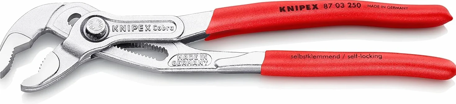 KNIPEX Cobra Szczypce nastawne do rur nowej generacji chromowany pokryte antypoślizgowym tworzywem sztucznym 250 mm, 87 03 250