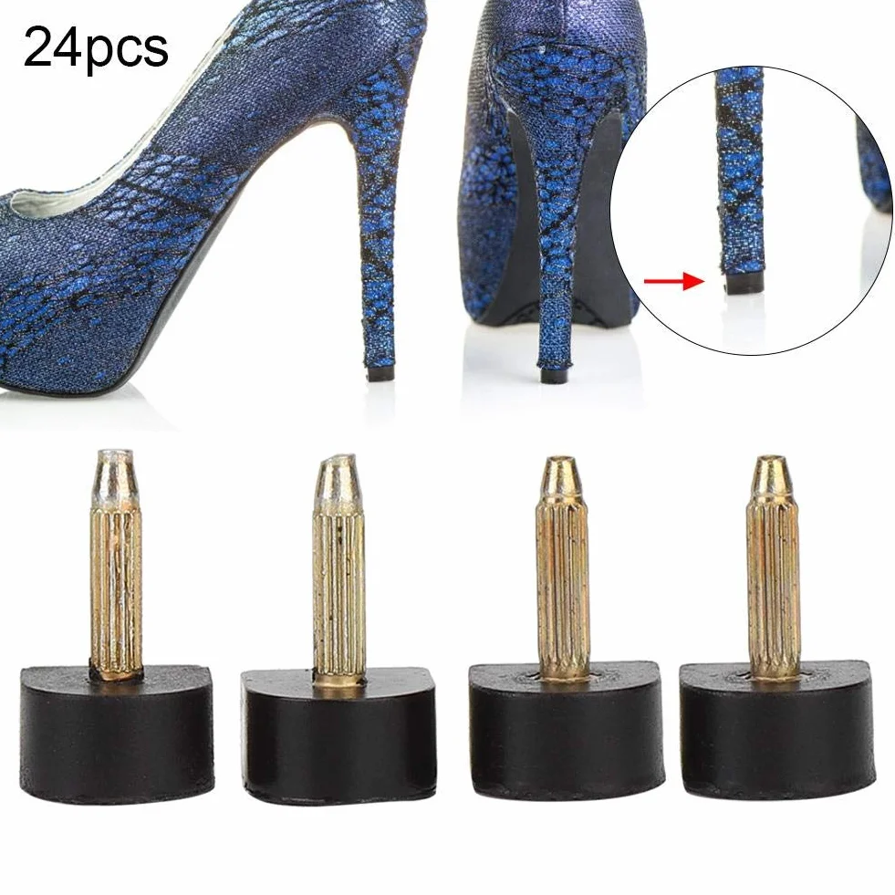 24 sztuki, wymienne kołki do butów na wysokim obcasie, zapasowe końcówki pięty 13 x 13 mm