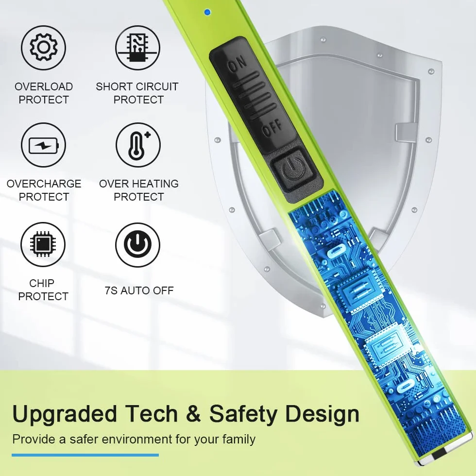 Suprus Zapalniczka świecąca w ciemności, elektryczna zapalniczka do świec, zapalniczka łukowa USB z blokadą zabezpieczającą, wiatroodporna, bezpłomieniowa (żółta)