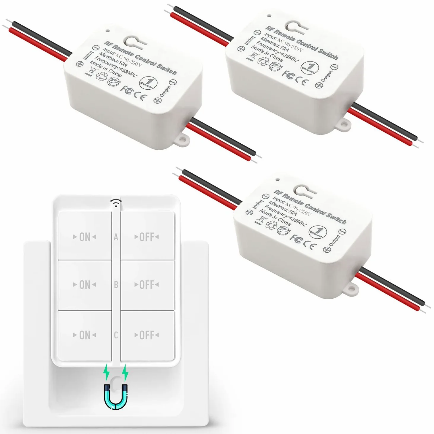 Bezprzewodowy przełącznik radiowy 433 MHz 150 m 2200 W