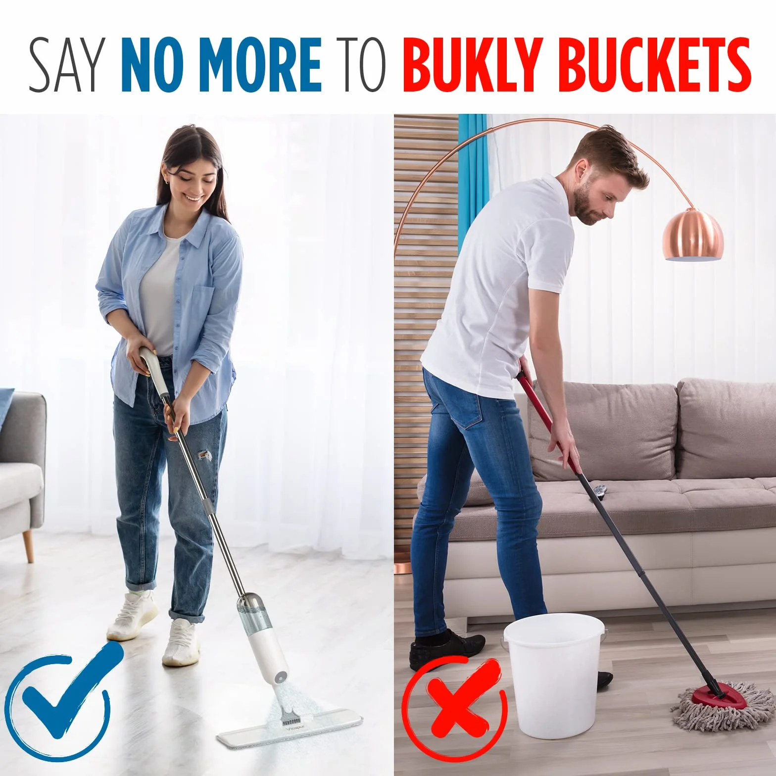 VITAPUR Mop z funkcją spryskiwania I 330 ml mop z rozpylaczem do szybkiego czyszczenia I Mop z dyszą natryskową I funkcja spryskiwania podłogi ze zbiornikiem na wodę i losowo I 2 pokrowce z mikrofibry
