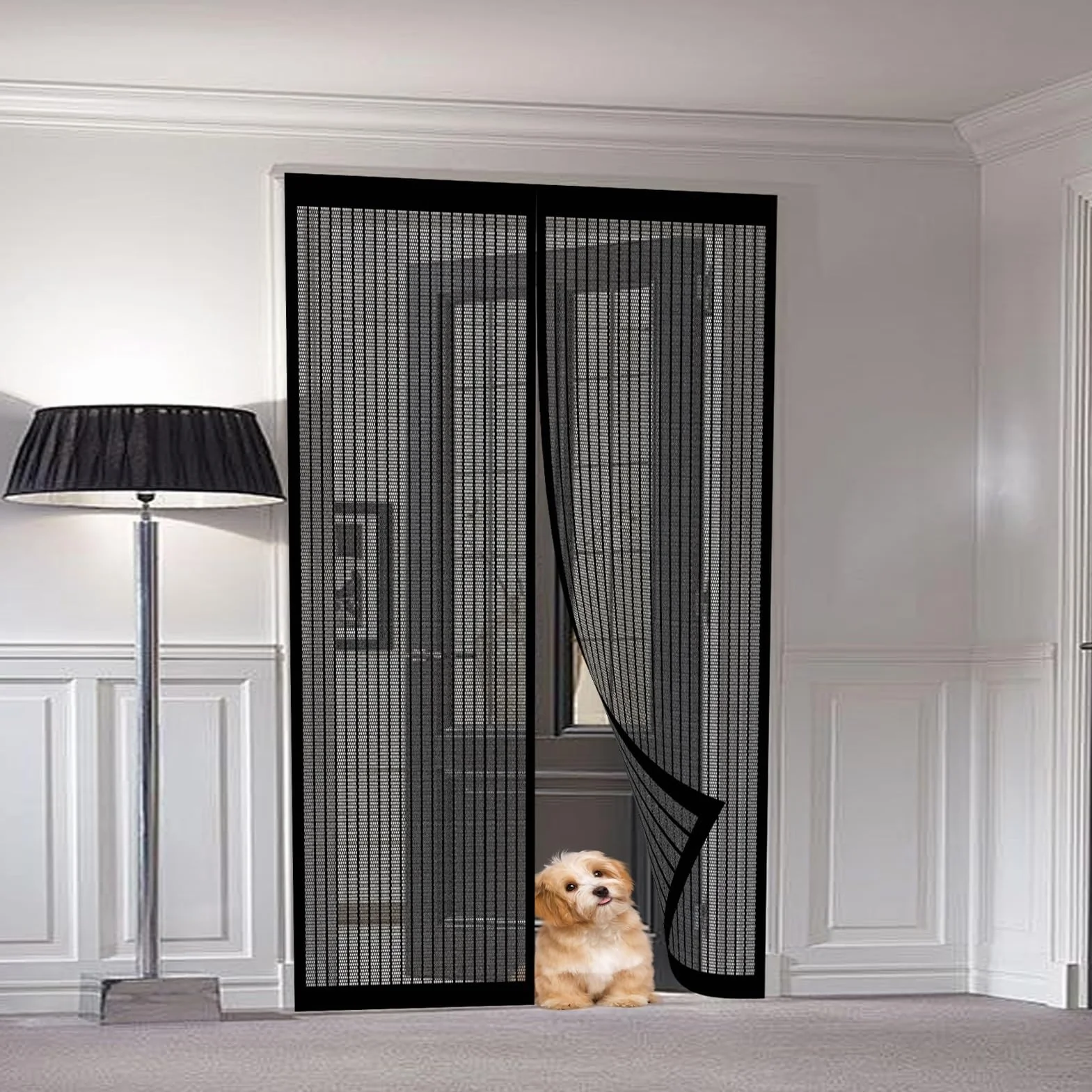 Moskitiera Na Drzwi Balkonowe 83 x 225 cm Moskitiera Magnetyczna Na Drzwi Ochrona Przed Owadami Automatyczne Zamykanie Zasłona Magnetyczna Do Balkonowych, Salonu, Czarny