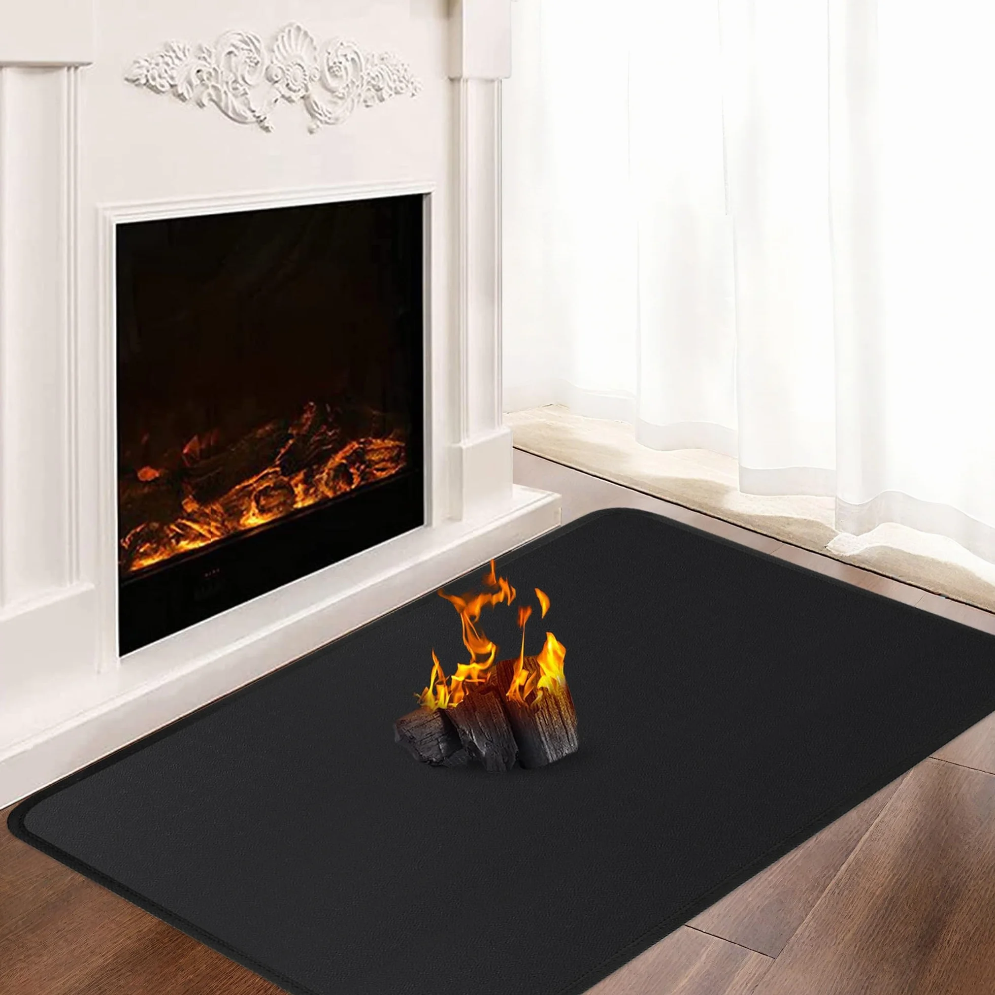 Ognioodporna podkładka, 150 x 80 cm, mata ognioodporna do pieca kominkowego, płyta ochronna przed iskrami, ognioodporna mata podłogowa do kominków, blacha podłogowa, do ochrony podłogi przed iskrami