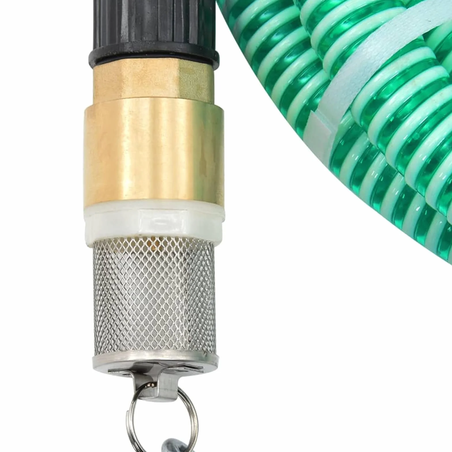 Wąż ssący z mosiężnymi przyłączami zielony 1,1" 10 m PVC akcesoria do pomp szybkozłączka 1 cal