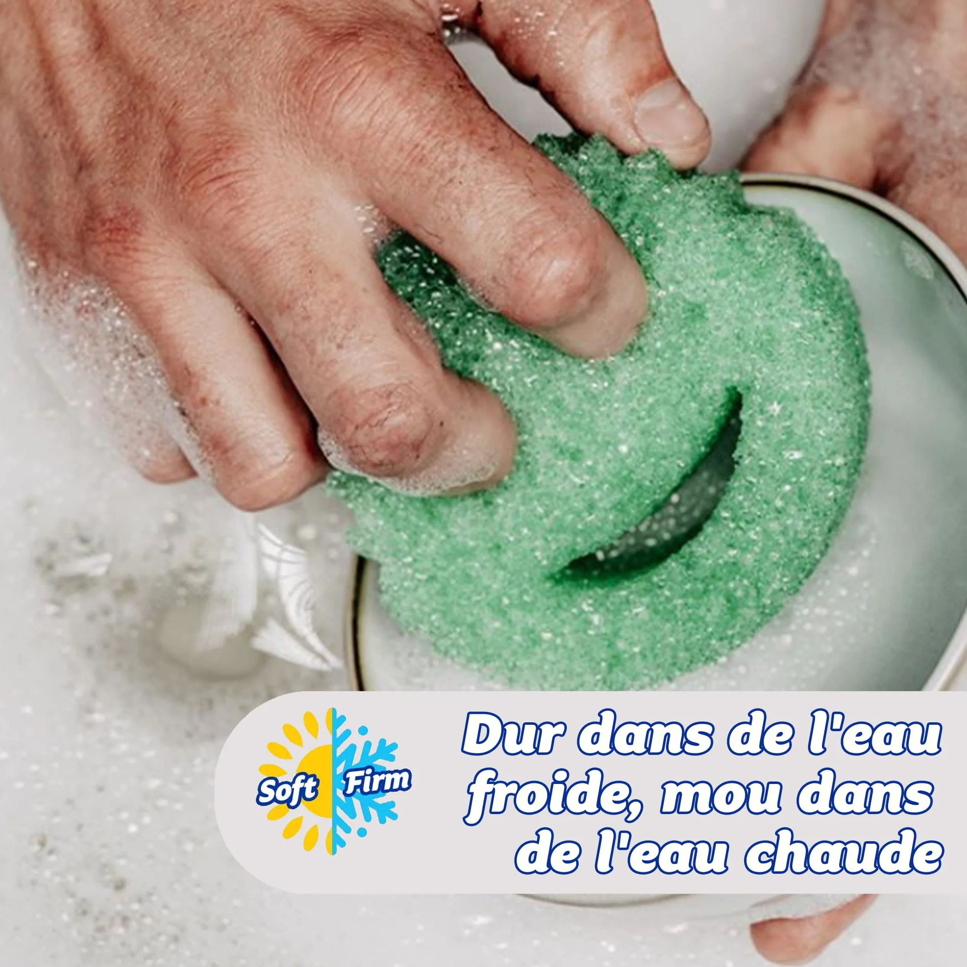 Scrub Daddy Colors Smiley Gąbka do czyszczenia, w opakowaniu zbiorczym – zmiana tekstury, odporna na zarysowania gąbka do mycia w kuchni, odporna na zapachy, można myć w zmywarce, 4 szt.