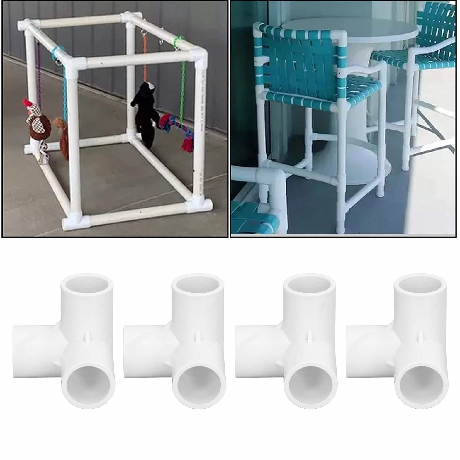 Kolanko Złączkowe z PCV 20 Mm, 3-kierunkowe, 10 Sztuk, Złączka Rurowa z Tworzywa Sztucznego z PVC, Trójnik Kątowy, Złącze Narożne do Mebli Budowlanych, Złączka Kolankowa z PCV do