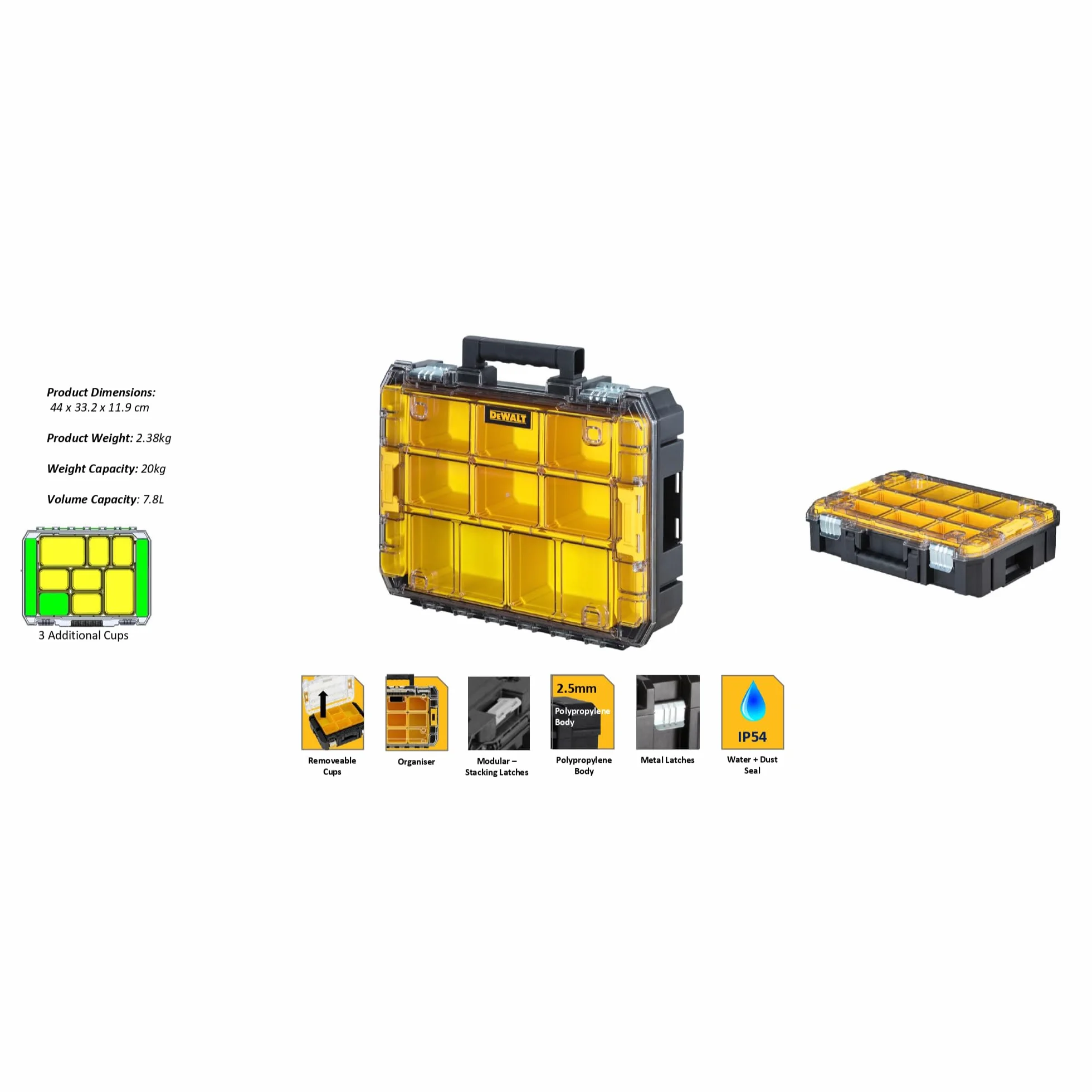 DEWALT Solidny Dwst1-71194 - organizador z tapa transparente tstak v sellado dla profesjonalistów i majsterkowiczów do pracy profesjonalnej wysoka trwałość