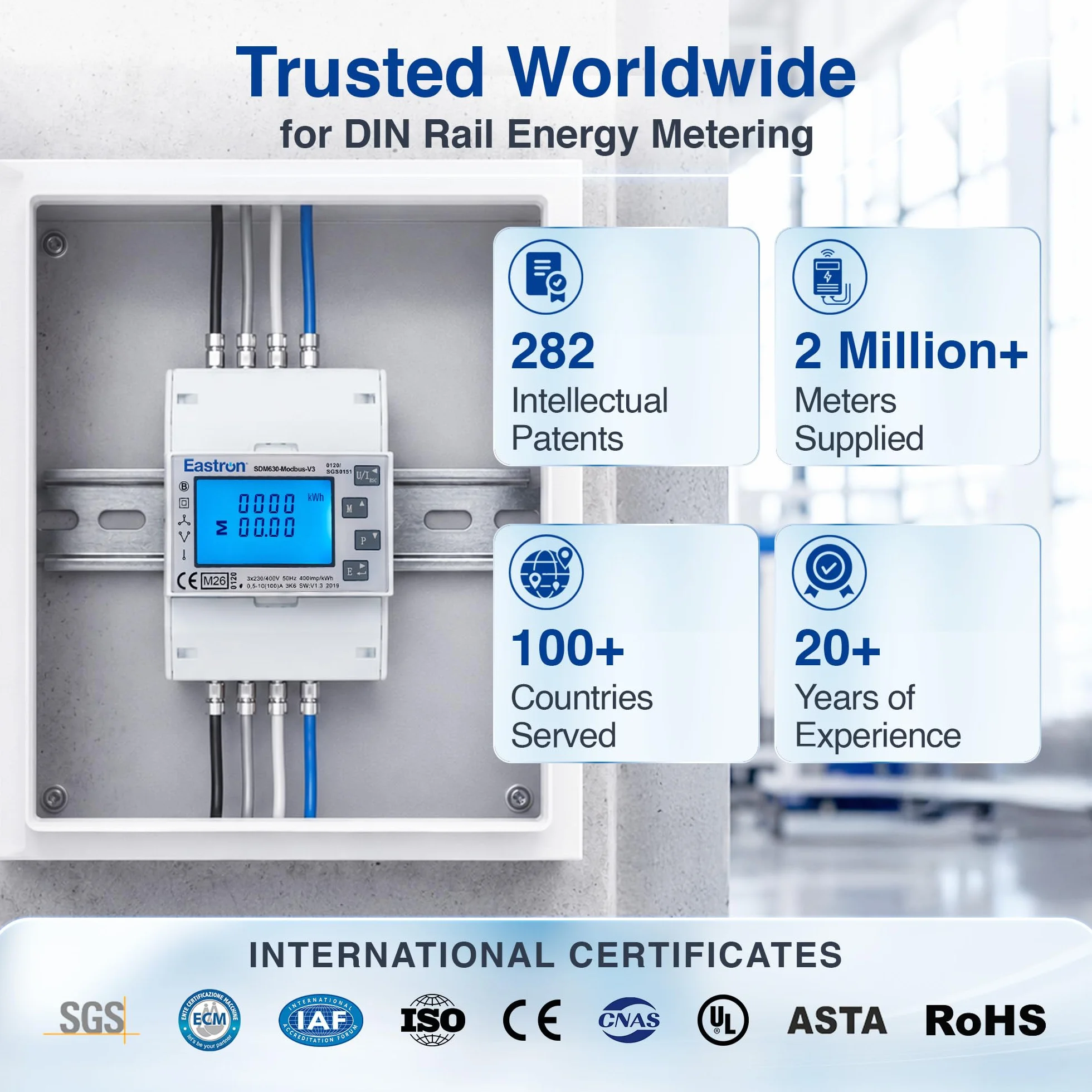 Eastron SDM630Modbus-V3 Trójfazowy Licznik Energii Elektrycznej DIN Szyna RS485 Modbus-RTU