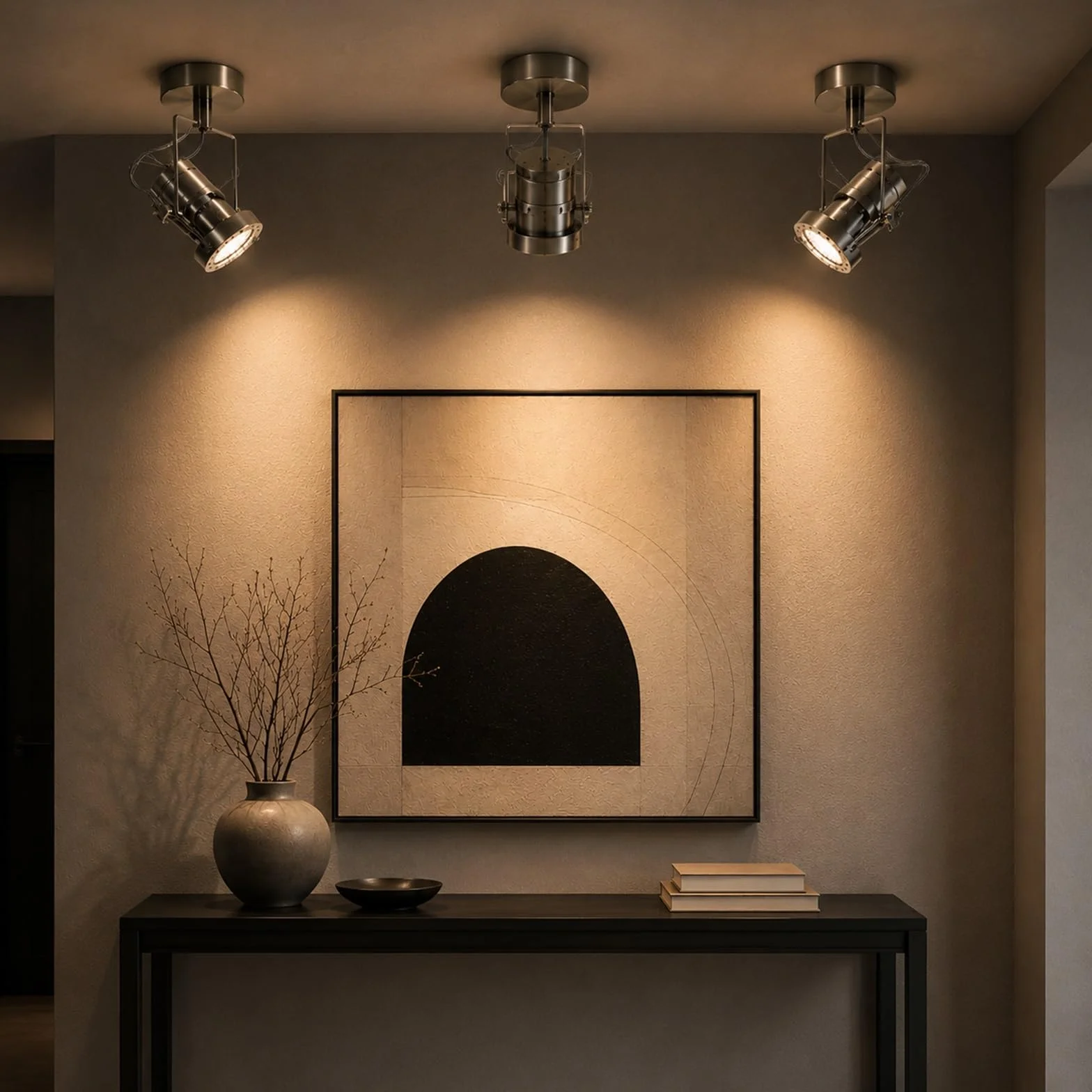 Jadssox Regulowany reflektor sufitowy LED Lampa punktowa, wykończenie szczotkowanego niklu, Reflektory kierunkowe 7 W 3000 K Oświetlenie akcentujące do dekoracji ściennych, salonu, sypialni