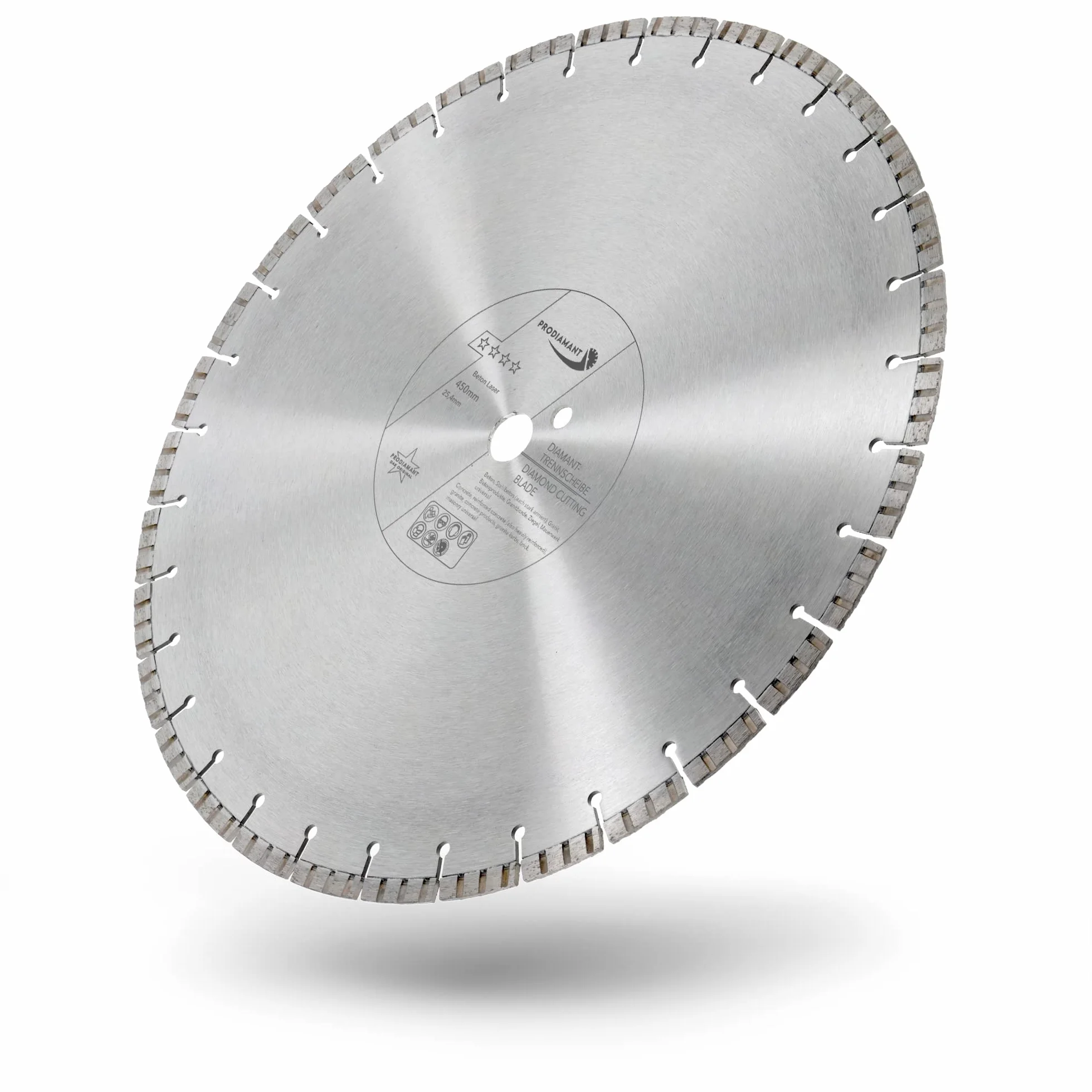 PRODIAMANT Diamentowa tarcza tnąca 450 mm x 25,4 do betonu żelbetowego, kamień i cegła, diamentowe segmenty turbo, spawane laserowo