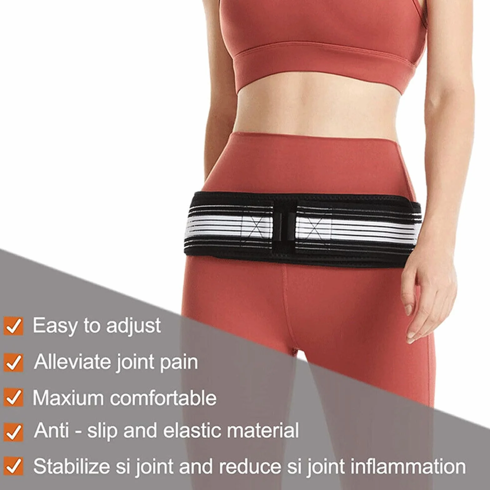 Sacroiliac pas biodrowy 120 cm, pas po porodzie, antypoślizgowy, regulowany pasek wsparcia, oddychający pasek wspierający dolną część pleców, dla kobiet i mężczyzn, Pelvic, Lumbar