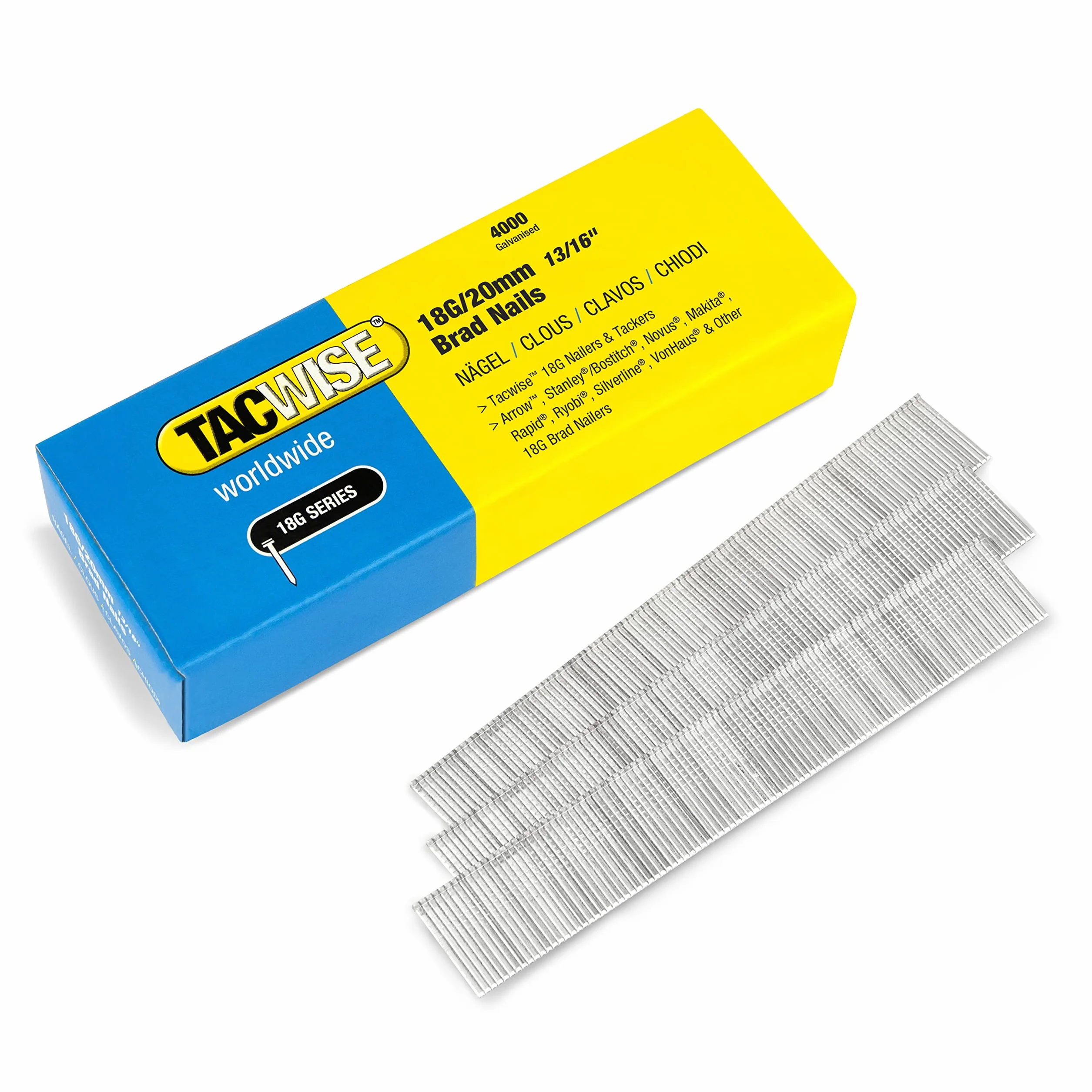 Tacwise 1709 Typ 18G / 20 mm ocynkowane gwoździe Brad, 4000 sztuk
