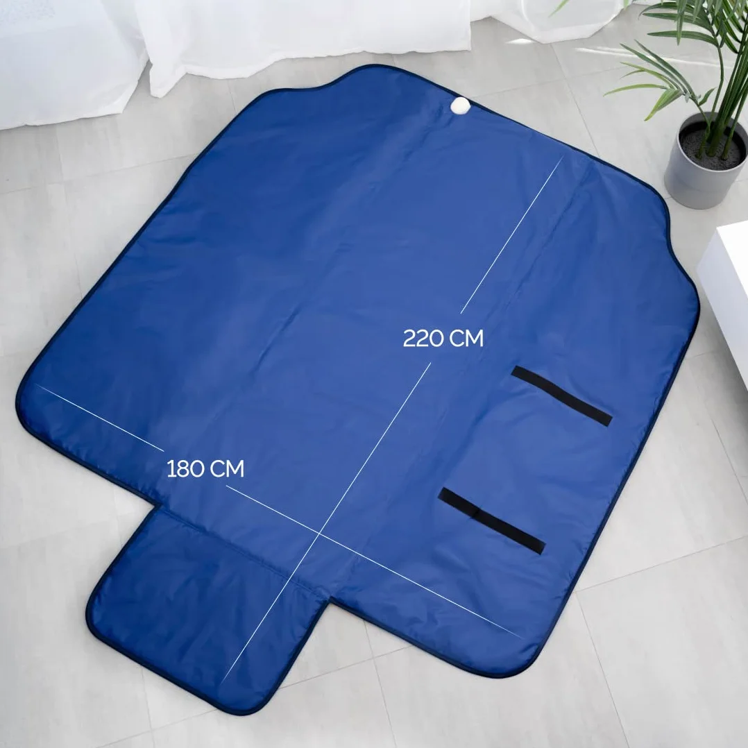 Infrasauna koc do sauny na podczerwień 180 x 220 cm, 2-strefowy pilot zdalnego sterowania, przenośny SPA w domu, terapia na podczerwień, detoksykacja ciała, fitness, ochrona przed starzeniem się, maszyna do makijażu, osobista torba do sauny