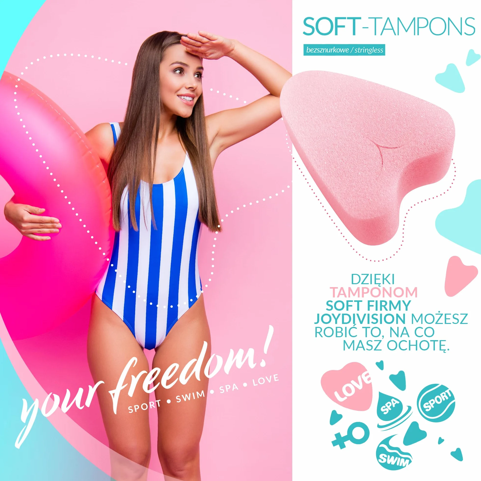 JOYDIVISION Soft-Tampons mini 50 sztuk Tampony bez sznurka Gąbeczka menstruacyjna ultra soft