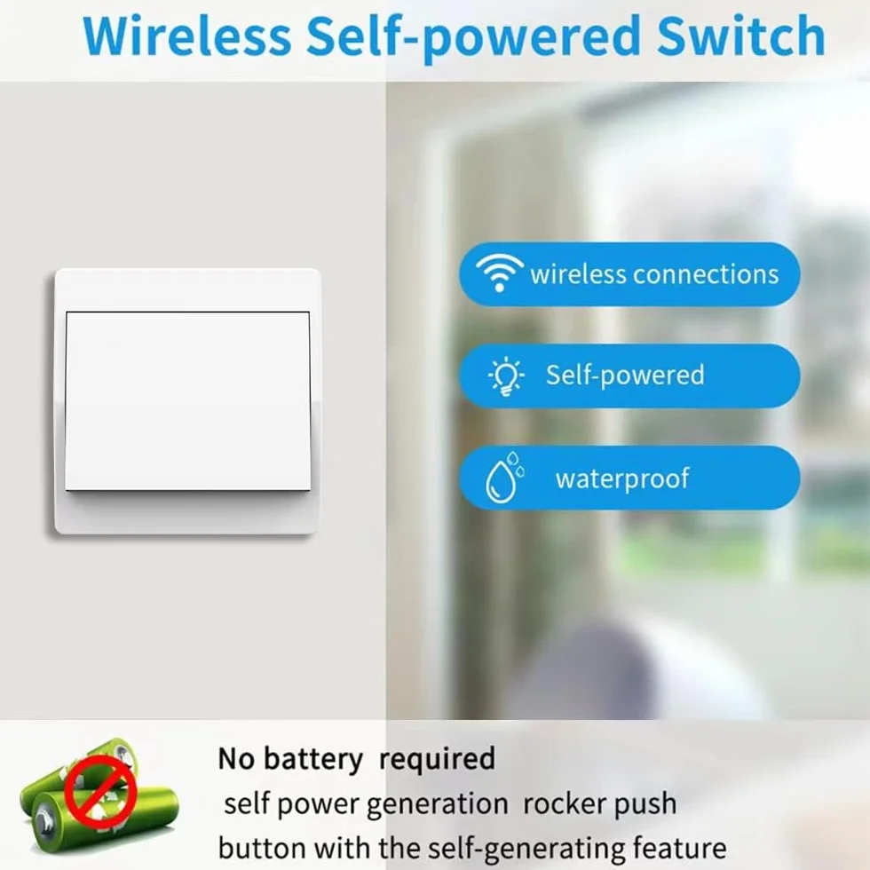 230V Zdalne przełączniki światła bezprzewodowe, Zdalne przełączniki sterowania, Kinetic Light Switch, bezprzewodowy przełącznik światła do oświetlenia domowego, bez baterii (UE 1bieg 1V1 A)