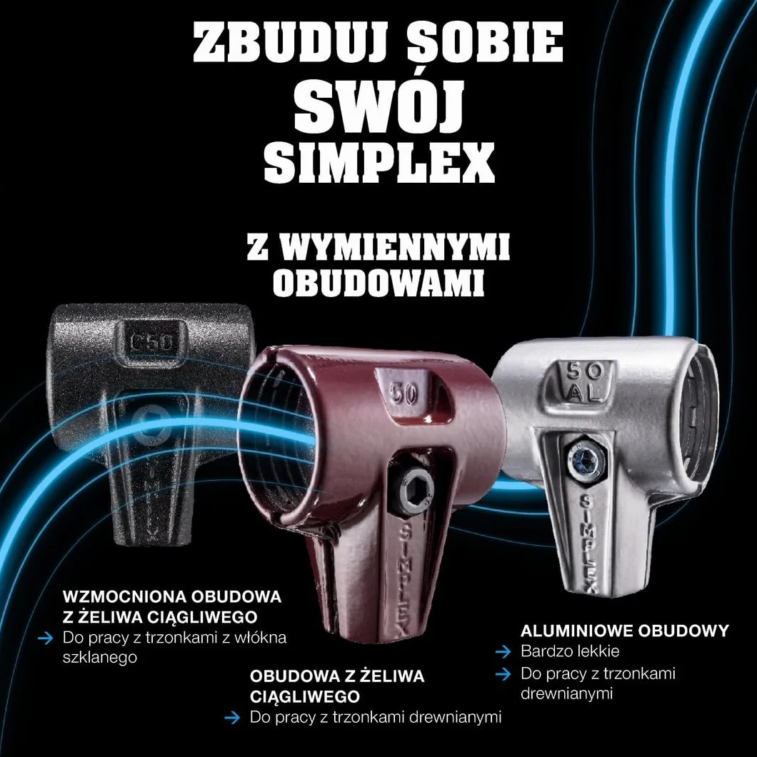 Młotek kowalski z miekkim bijakiem SIMPLEX Superpłastik 125mm HALDER