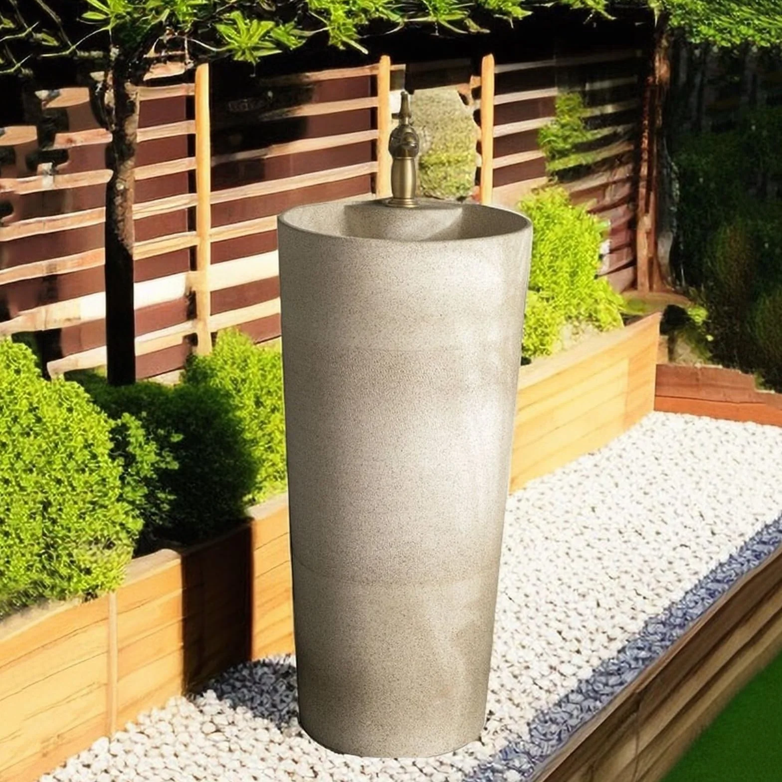 Umywalka Zewnętrzna Ceramiczna, Kolumnowa, Jednoczęściowa Z Jednym Otworem Na Baterię, Umywalka Stojąca Na Podłodze, Balkon, Na Balkon, Zestaw Z Umywalką,A-One Size