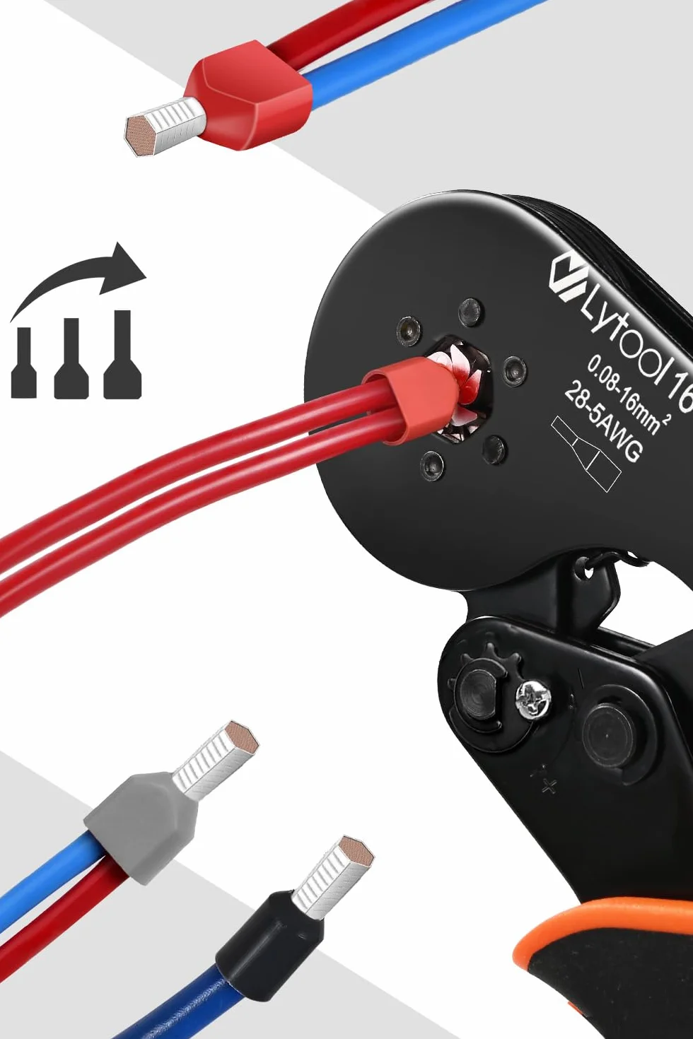Szczypce do zaciskania sześciokątnego 0,08-16 mm², Lytool 1200 sztuk, podwójne końcówki elektryczne, zaciskarka do kabli elektrycznych, konserwacji elektrycznej