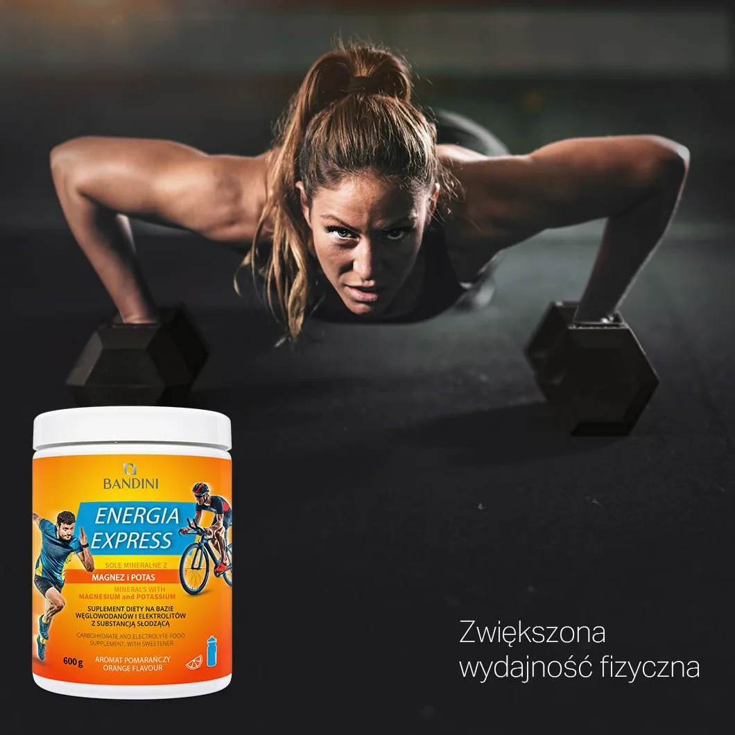 Bandini® Energia Express 600 g - Bandini Pharma suplementy diety - Na bazie węglowodanów i elektrolitów - opakowanie 600 g - Sole mineralne z magnezem i potasem