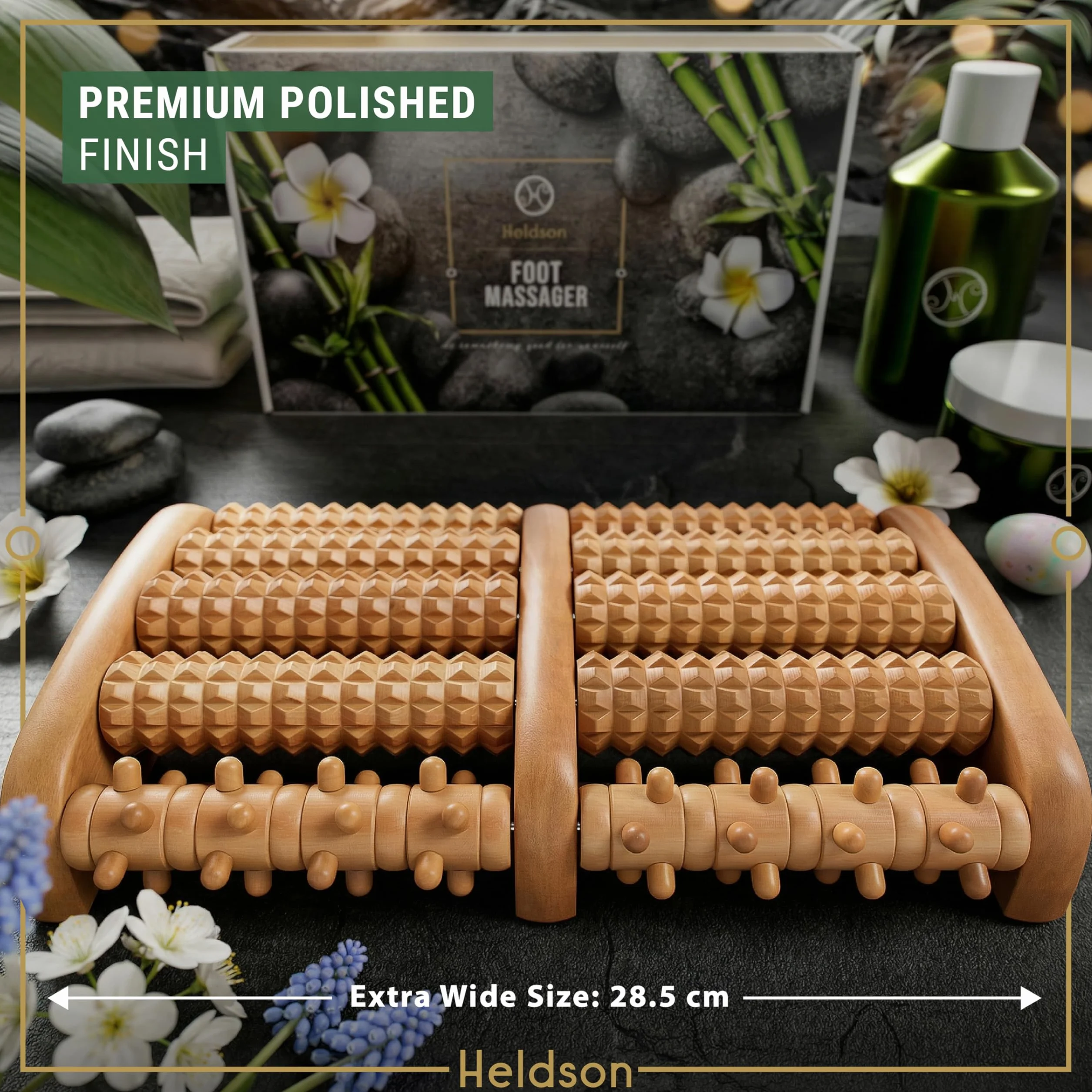 HELDSON Drewniany wałek do masażu stóp FSC100% masażer stóp