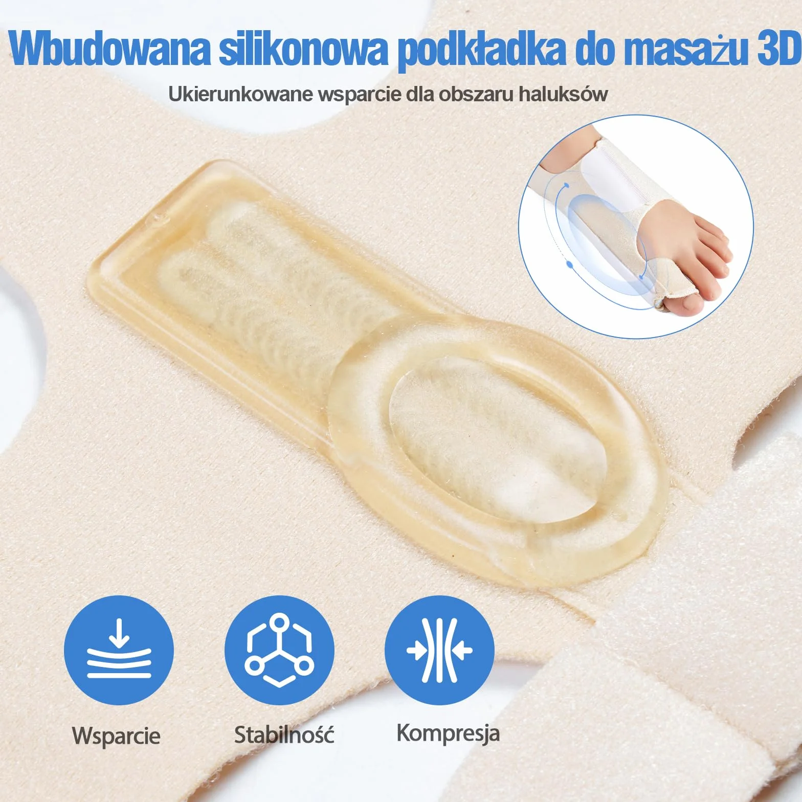 Korektor palucha koślawego dla kobiet i mężczyzn – Regulowana Szyna haluksuów z poduszką żelową dla ulgi w bólu – Uniwersalny rozmiar, 1 para
