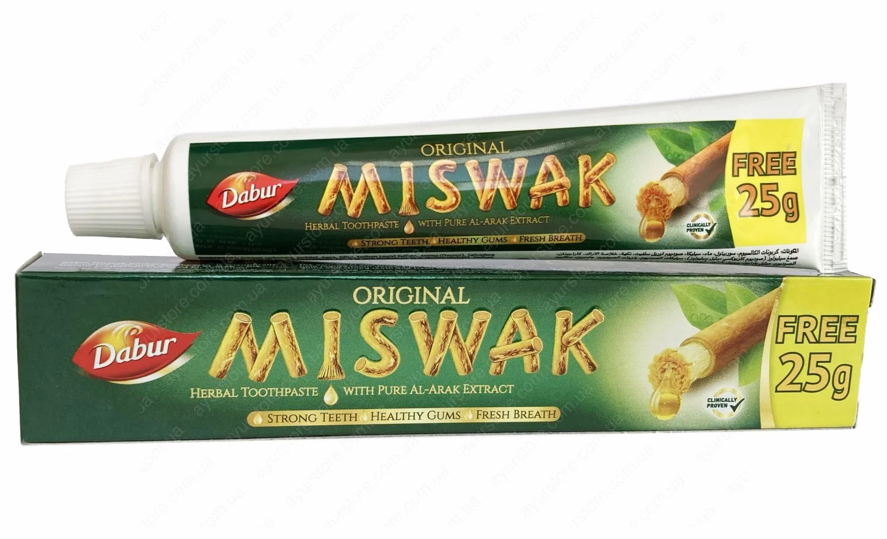Pasta do zębów MESWAK (MISWAK - SIWAK) *ORYGINALNE DABUR* (zestaw 2X75g), bez smaku