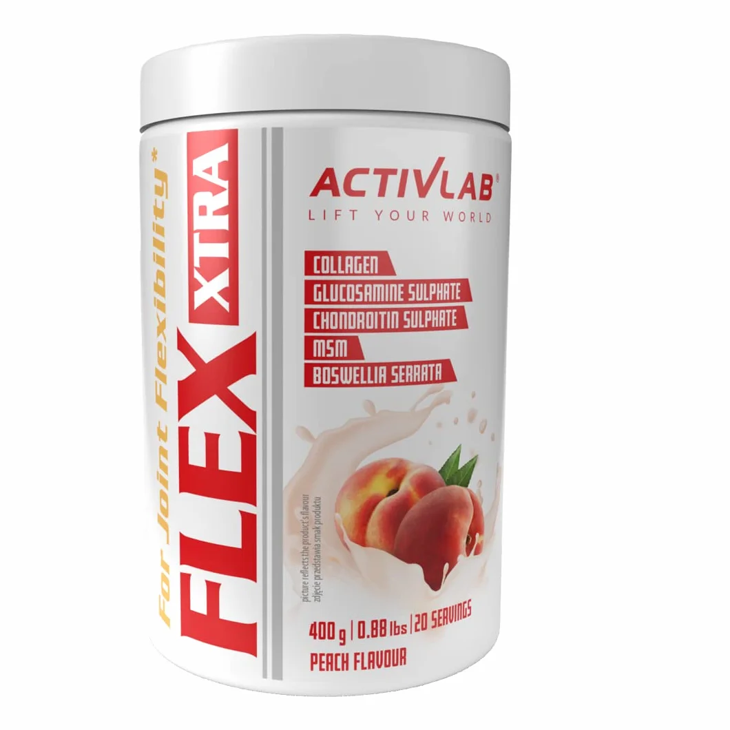 Activlab FLEX Xtra 400g | Smak Brzoskwiniowy | Kolagen Typ I | Glukozamina | MSM | Witamina C B6 D | Hyaluronian | Dla Stawów
