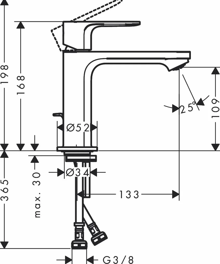 hansgrohe Rebris S - jednouchwytowa bateria umywalkowa z zestawem odpływowym klik-klak, kran łazienkowy z wylewką 109 mm, oszczędność wody (EcoSmart+) i energii (CoolStart), chrom, 72588000