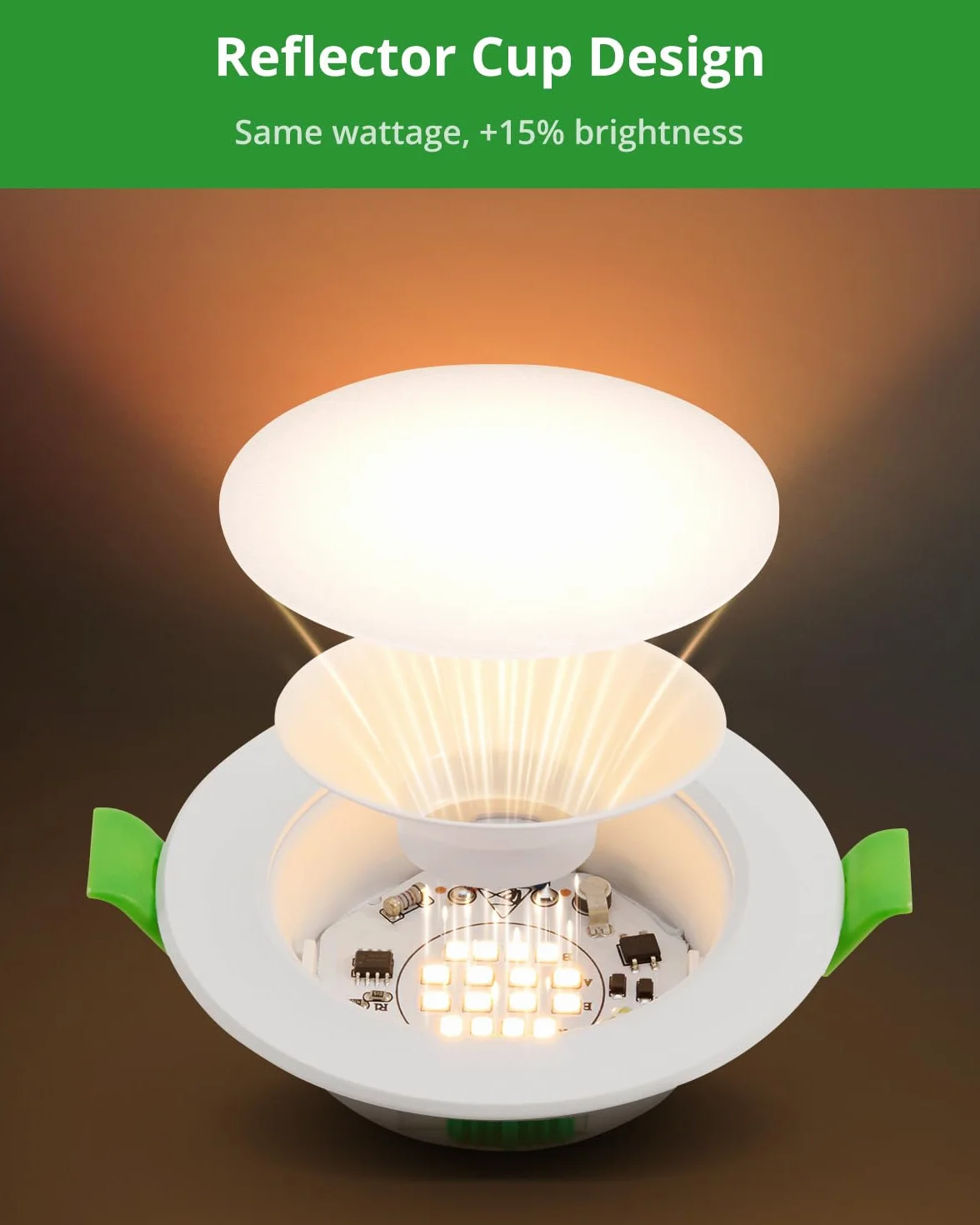 HOMEOW Zestaw 20 reflektorów LED do zabudowy 230 V, 5 W 400 lm LED Spot 68 mm – 78 mm wymiar otworu, IP44, ciepła biel, zimna biel, oświetlenie sufitowe, 24 mm, ultra płaskie lampy do zabudowy do