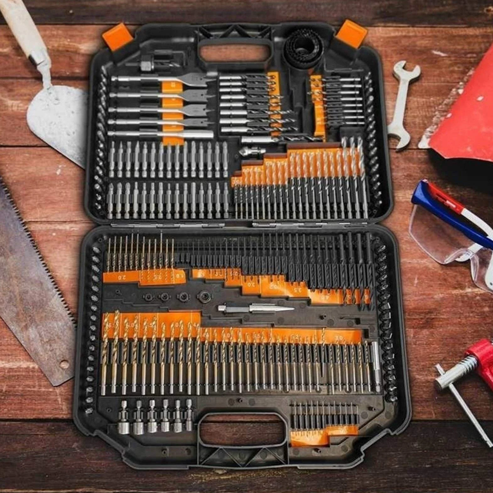 Wiertła do cięcia 246 szt. Zestaw wierteł Bity do wkrętaków Wielofunkcyjny zestaw wierteł w wytrzymałej plastikowej walizce do przechowywania DIY Drewno Metalowe wiertło
