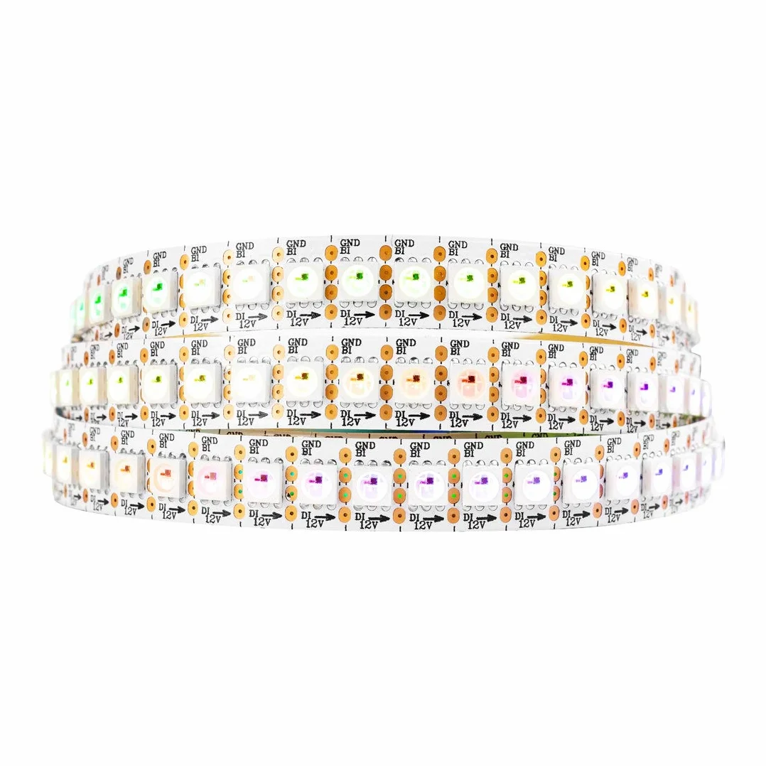 BTF-LIGHTING WS2815 (aktualizacja WS2812B) 1m 144 indywidualnie adresowalne cyfrowe piksele RGB Dual sygnał LED elastyczna taśma świetlna 5050 SMD IP30 Magic Dream Color DC12V biała PCB
