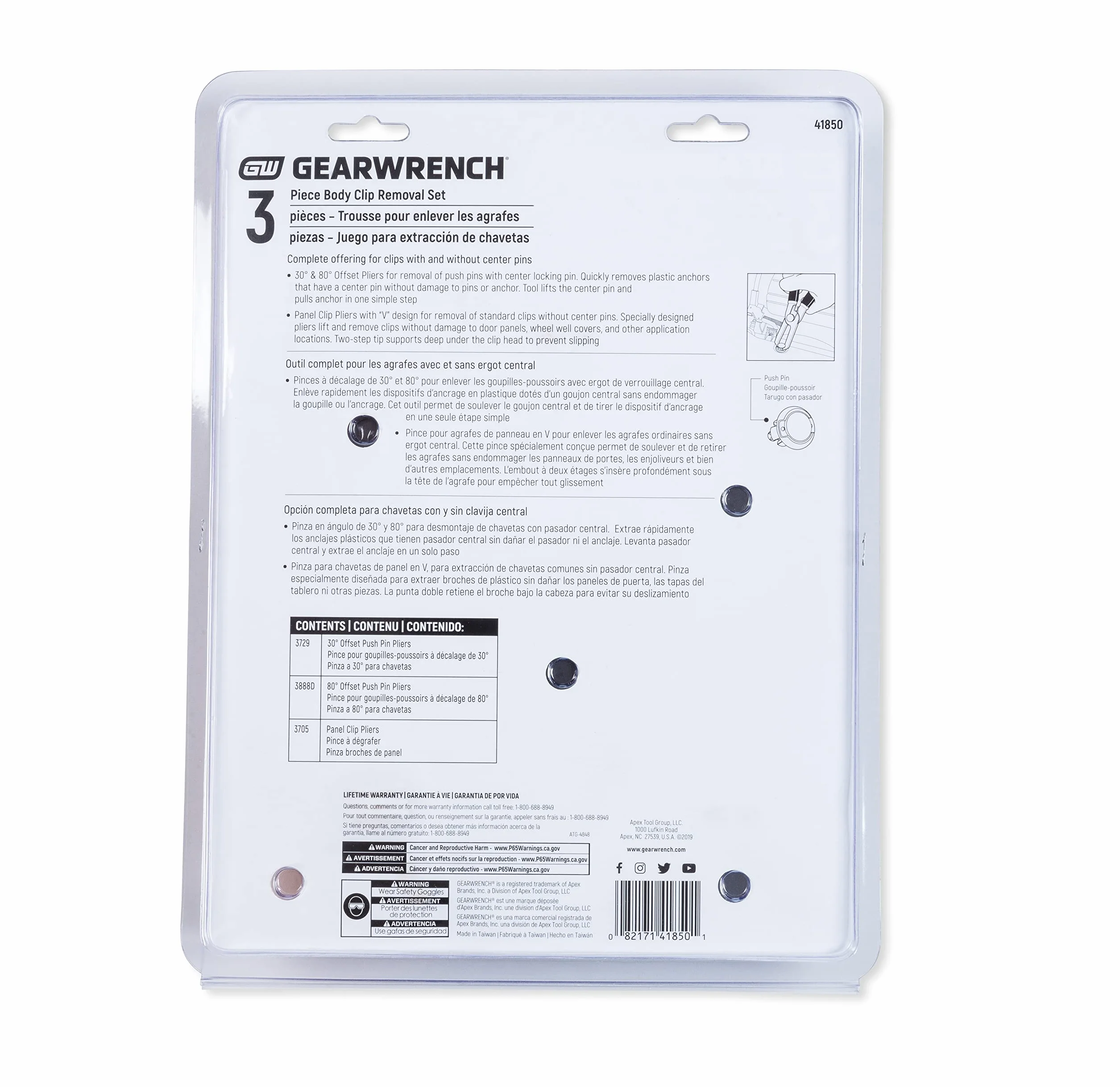 KD Tools KDT41850 zestaw szczypiec do ciała, 3 sztuki