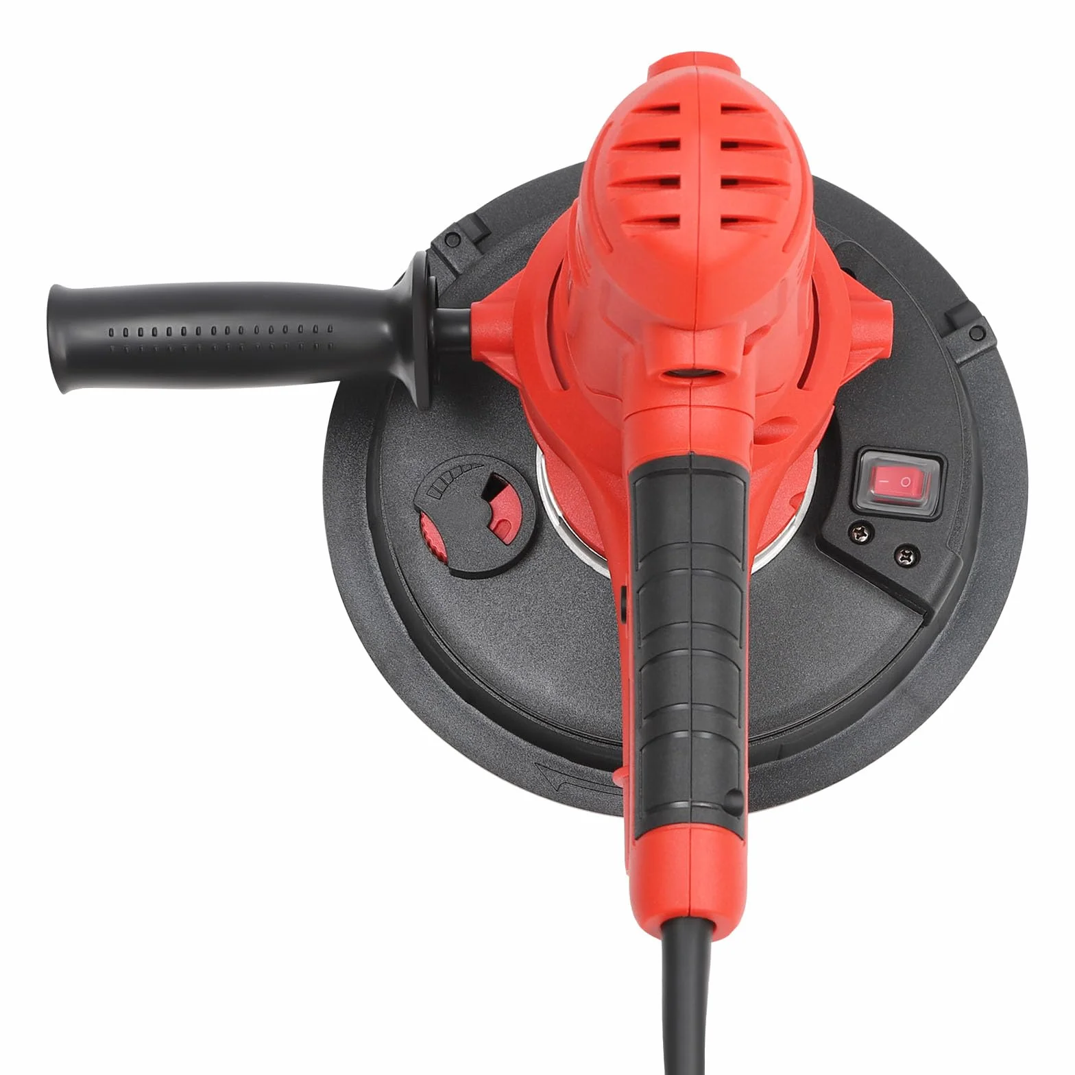 Szlifierka do suchej zabudowy, szlifierka ścienna, 1200 W, 180 mm, z przyssawką, bezpyłowa szlifierka sufitowa z podwójnym pokładem LED i 6 papierami ściernymi 1200-2500 obr./min